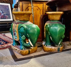 Pair Mid-Century Elephant Garden Seats