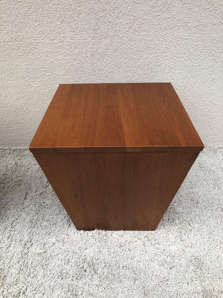 Pair of Midcentury End Table/ Cube Boxes with Storage Interiors For