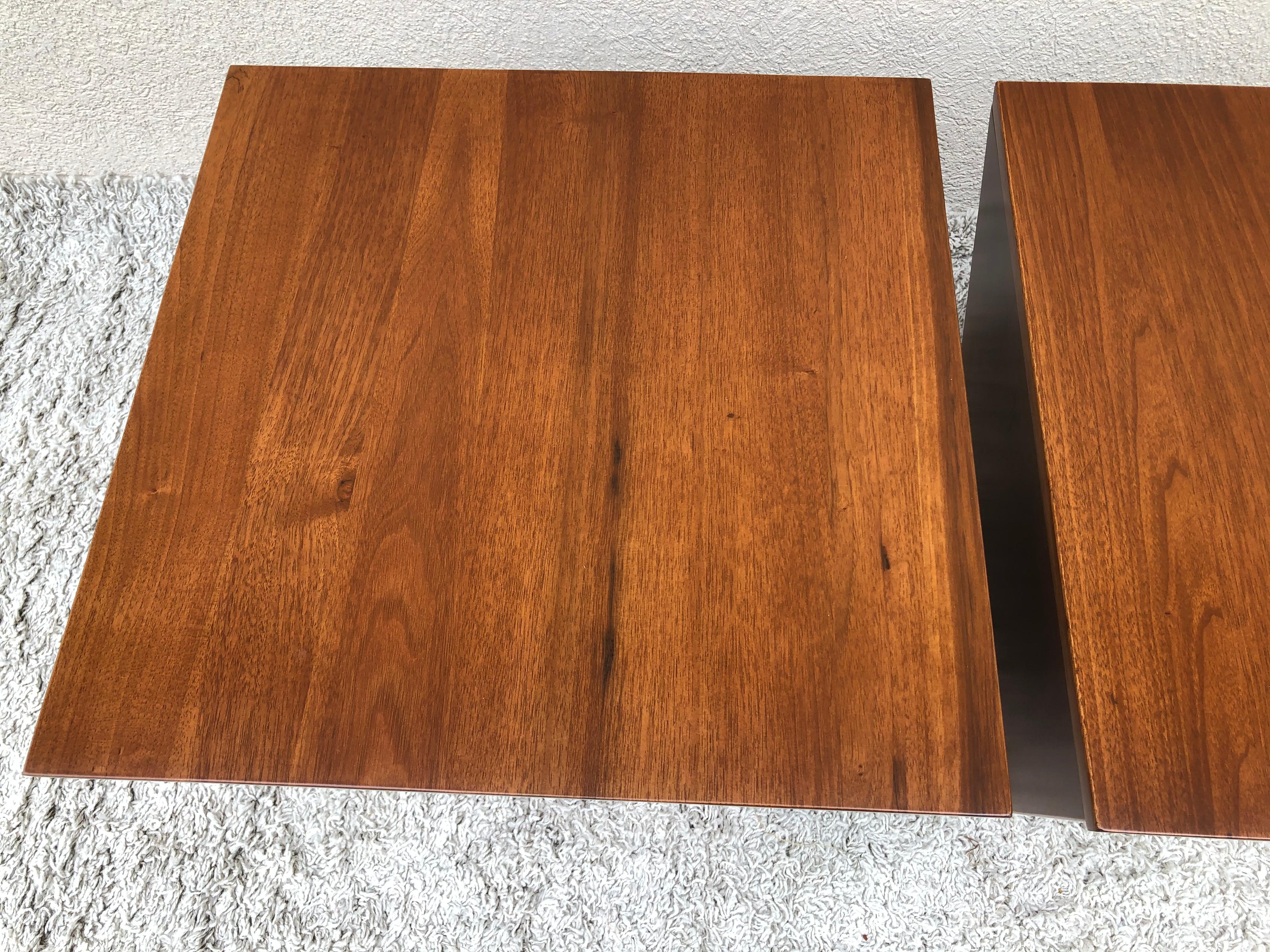 Pair of Midcentury End Table/ Cube Boxes with Storage Interiors For Sale 1