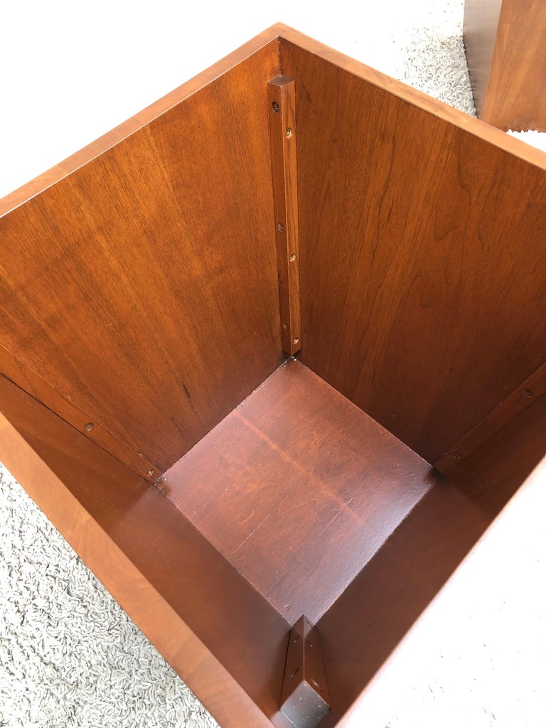 Pair of Midcentury End Table/ Cube Boxes with Storage Interiors For