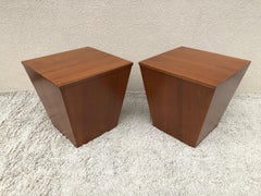 Pair of Midcentury End Table/ Cube Boxes with Storage Interiors