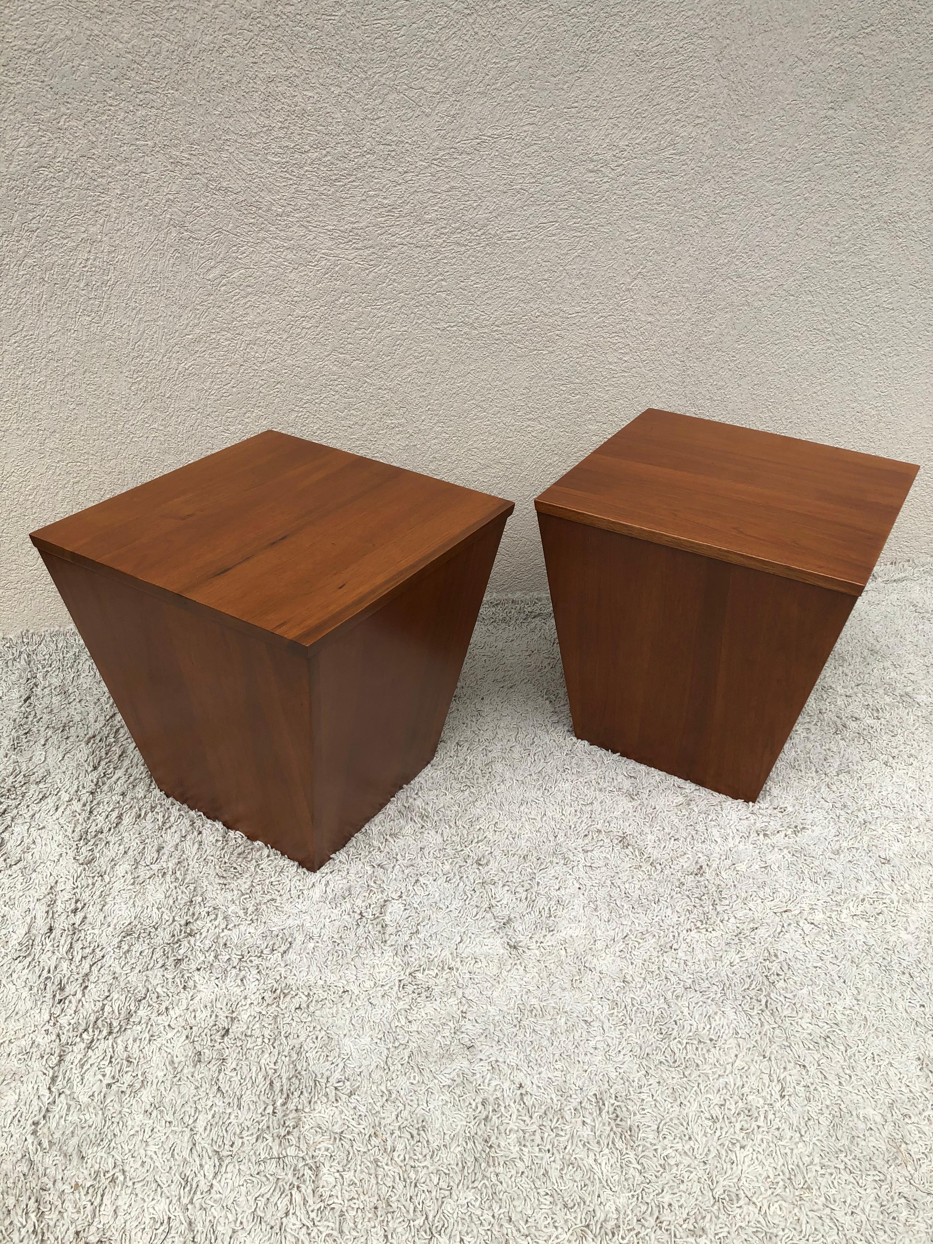 Unknown Pair of Midcentury End Table/ Cube Boxes with Storage Interiors For Sale