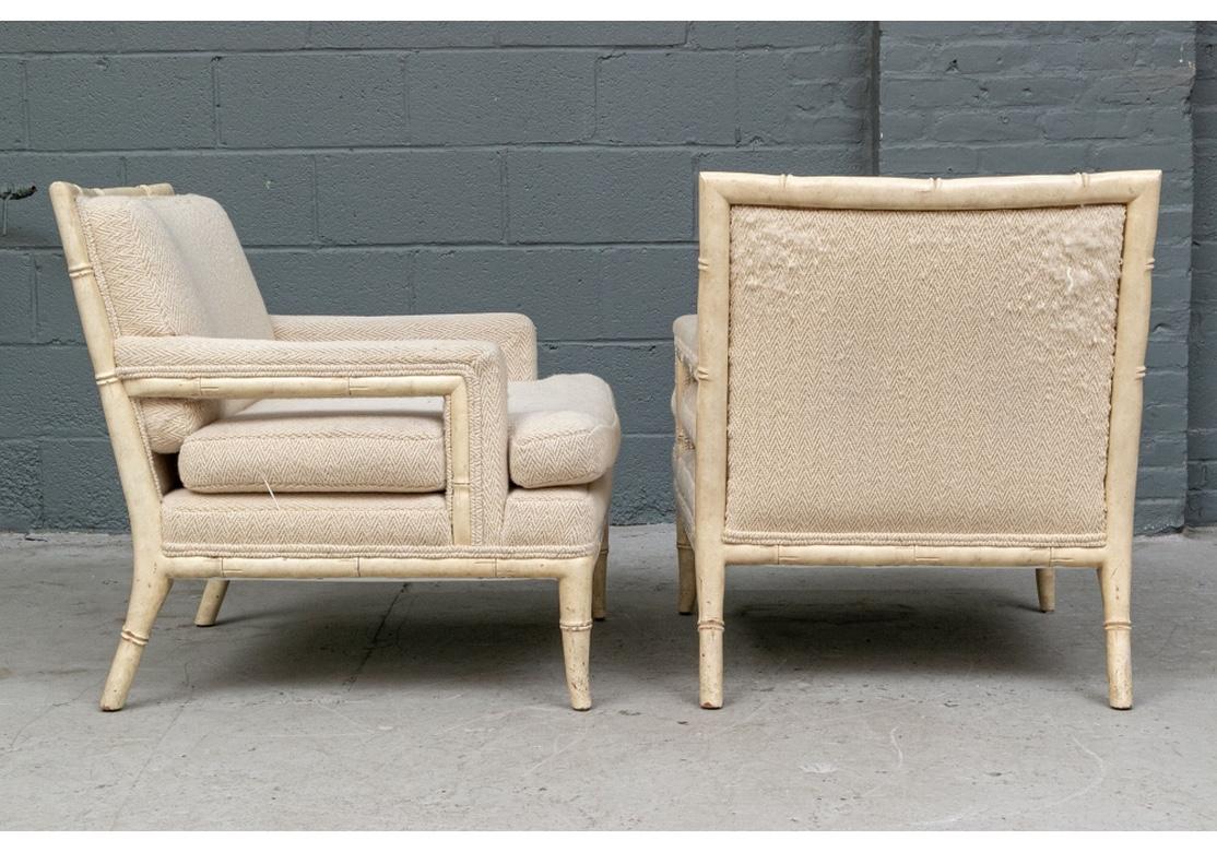 Mid-20th Century Pair Mid Century Faux Bamboo Club Chairs For Sale