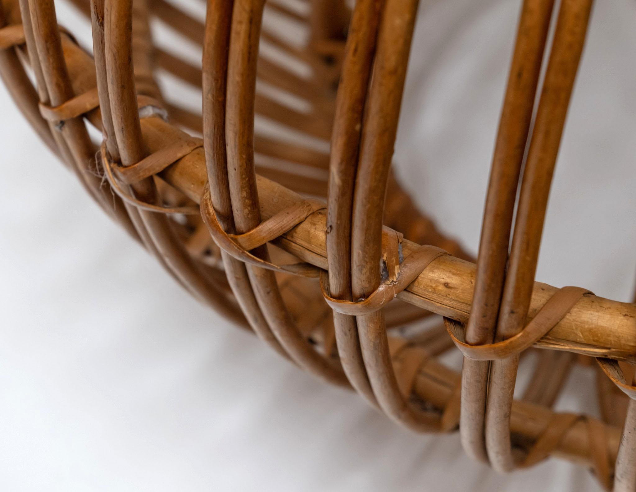 Pair Mid century Franco Albini Large Rattan Cane 'lobster Pot' Ottoman Stools For Sale 3