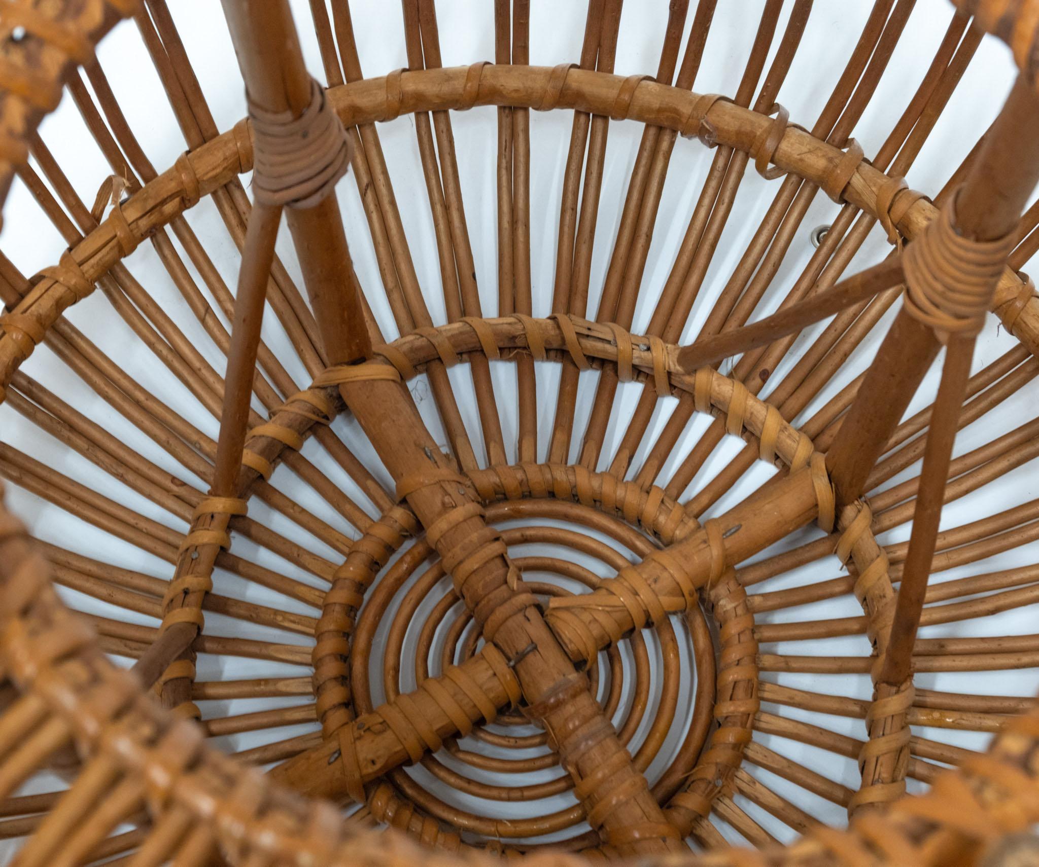 Pair Mid century Franco Albini Large Rattan Cane 'lobster Pot' Ottoman Stools For Sale 4