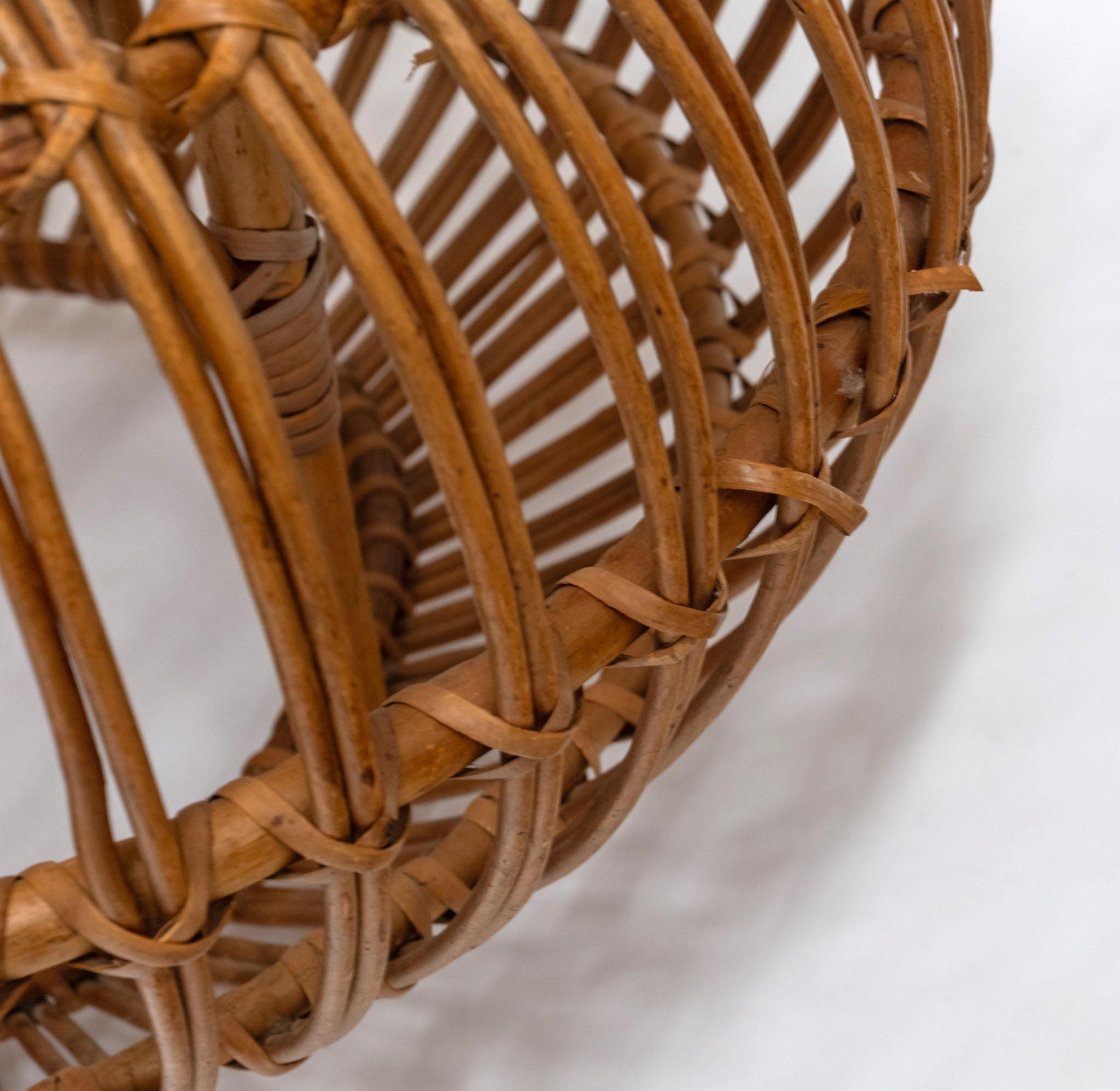 Pair Mid century Franco Albini Large Rattan Cane 'lobster Pot' Ottoman Stools For Sale 2