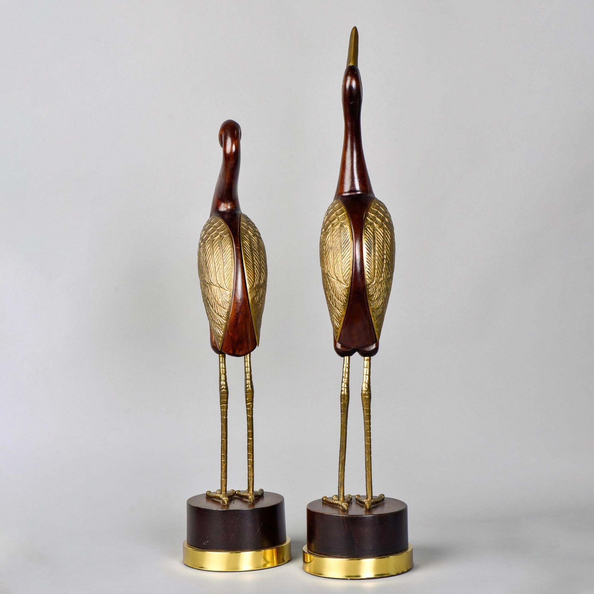 Pair of Midcentury Frederick Cooper Wood and Brass Birds 4