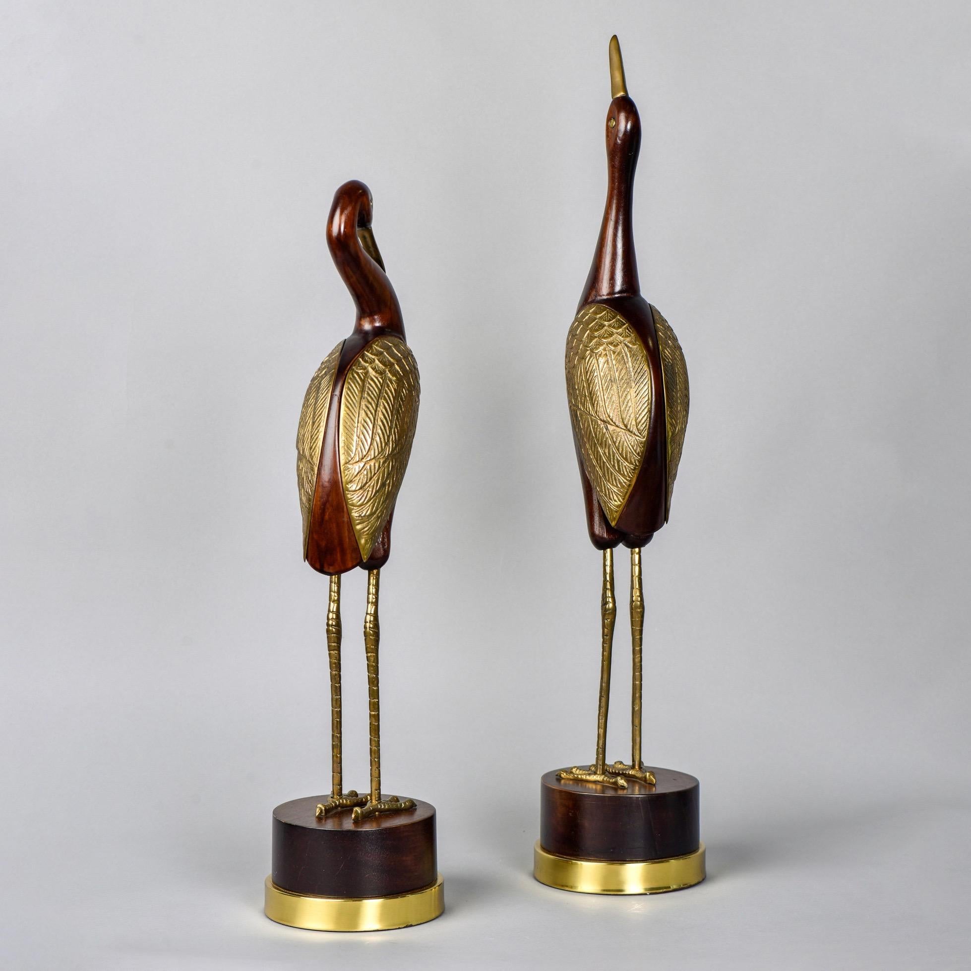 American Pair of Midcentury Frederick Cooper Wood and Brass Birds