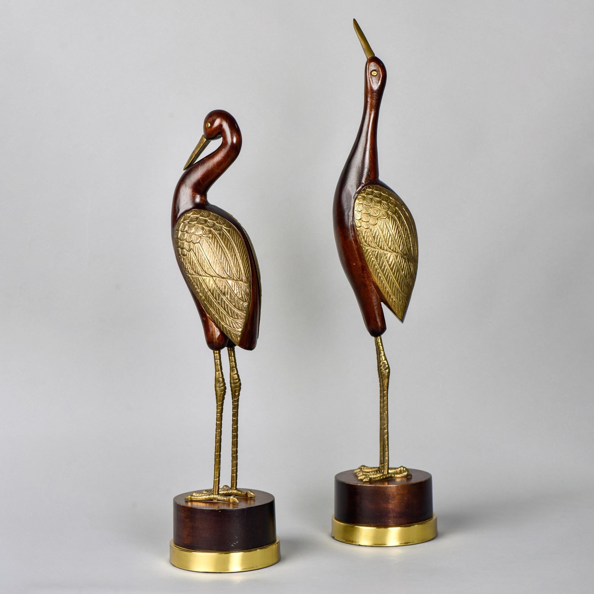 Pair of Midcentury Frederick Cooper Wood and Brass Birds 2