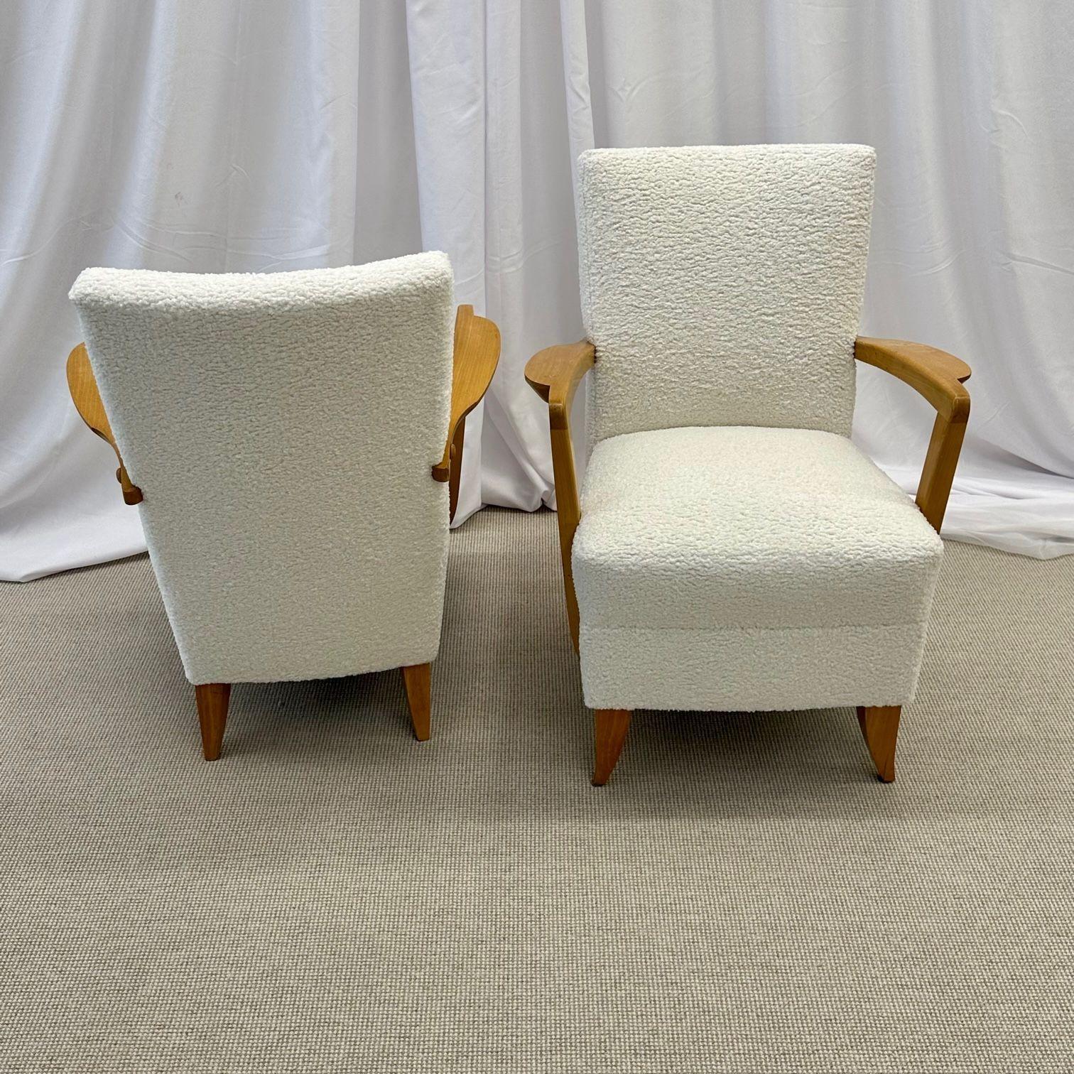 Andre Domin, Maison Dominque, French Art Deco, Lounge Chairs, Sycamore, Boucle For Sale 6