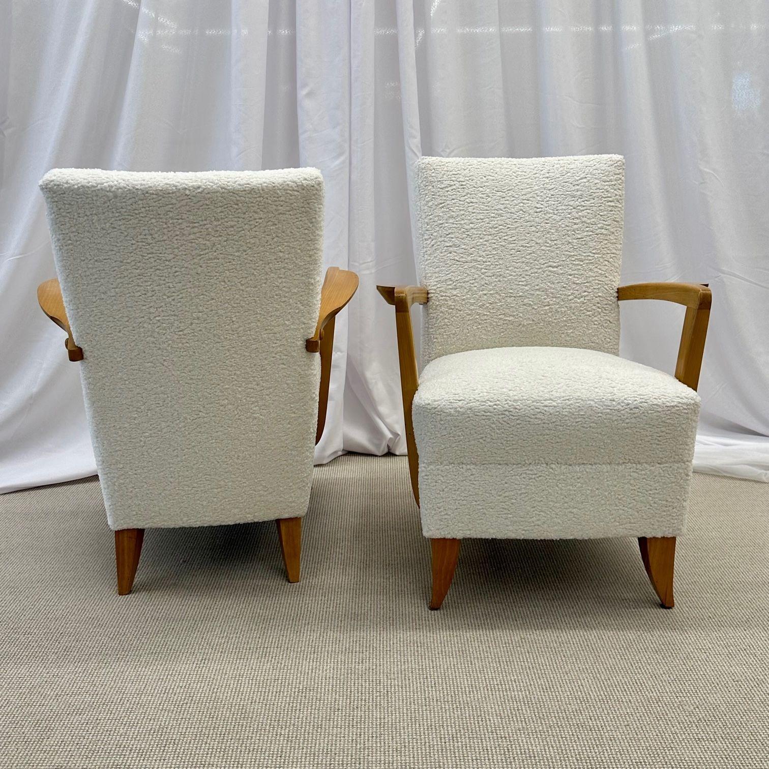 Andre Domin, Maison Dominque, French Art Deco, Lounge Chairs, Sycamore, Boucle For Sale 7