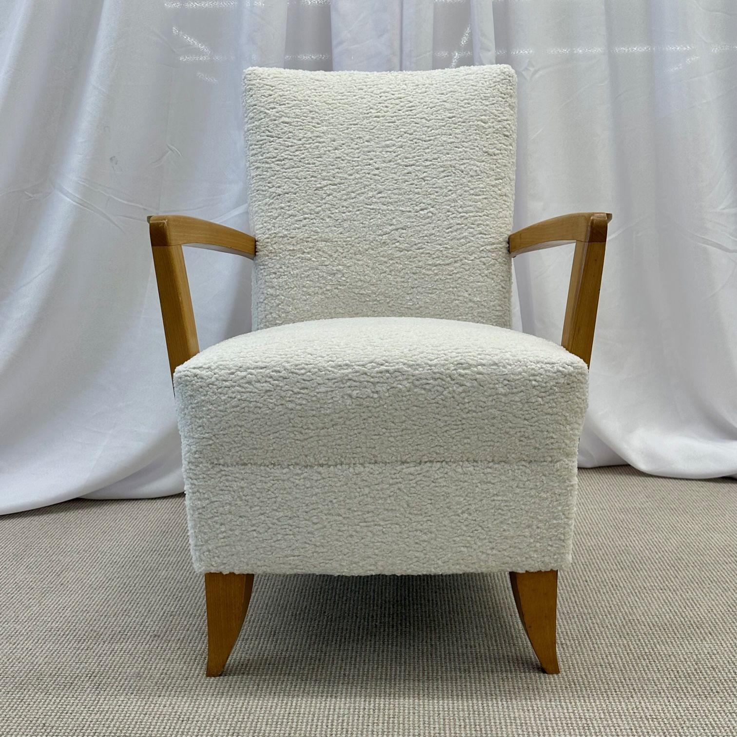 Andre Domin, Maison Dominque, French Art Deco, Lounge Chairs, Sycamore, Boucle For Sale 8