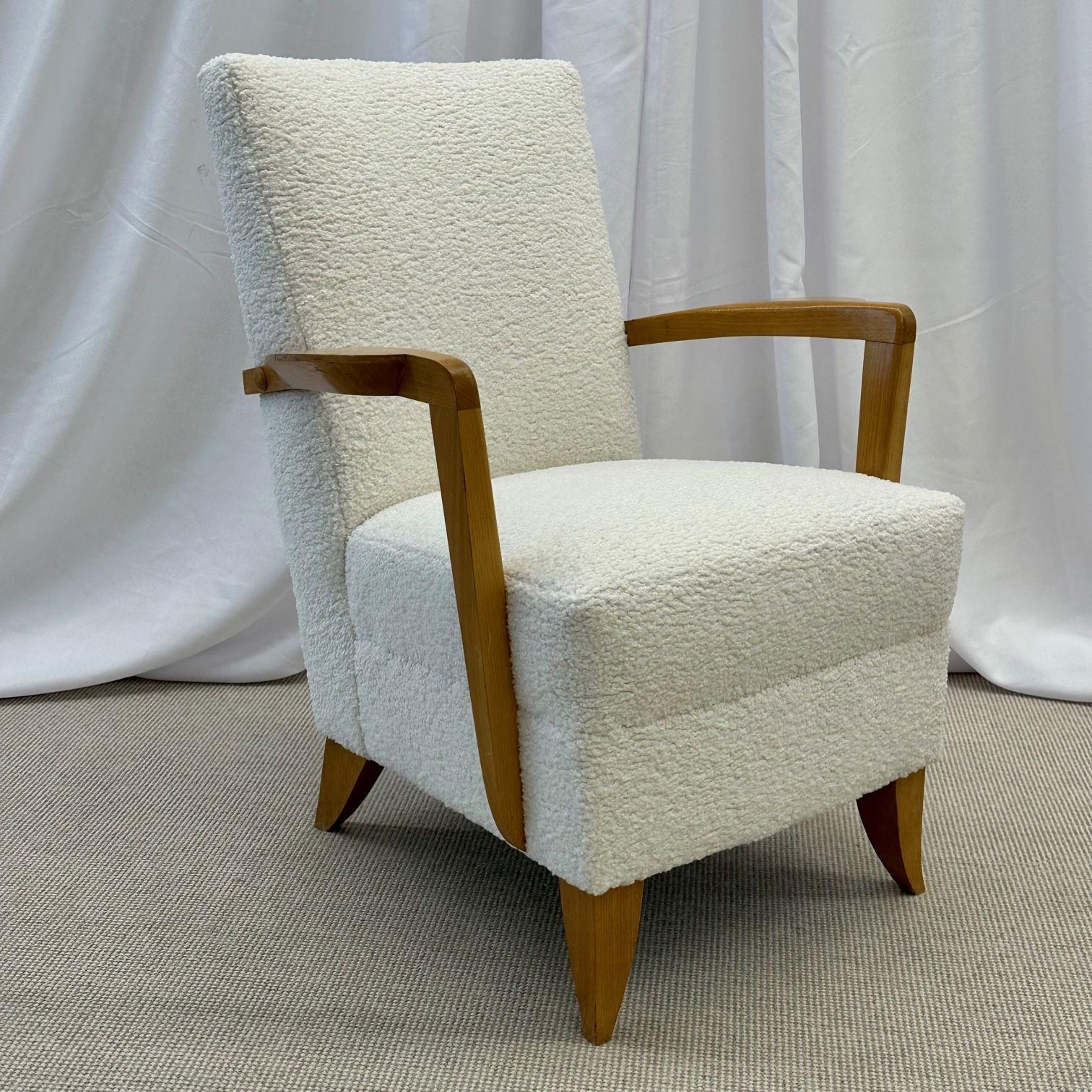 Andre Domin, Maison Dominque, French Art Deco, Lounge Chairs, Sycamore, Boucle For Sale 11