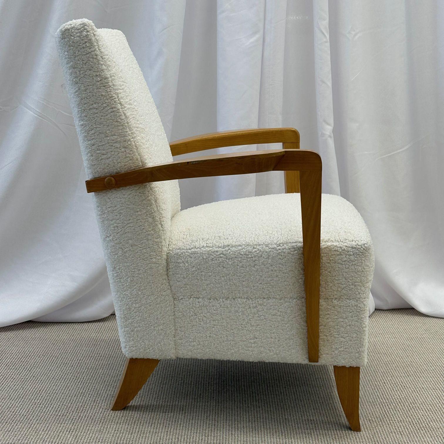 Andre Domin, Maison Dominque, French Art Deco, Lounge Chairs, Sycamore, Boucle For Sale 14