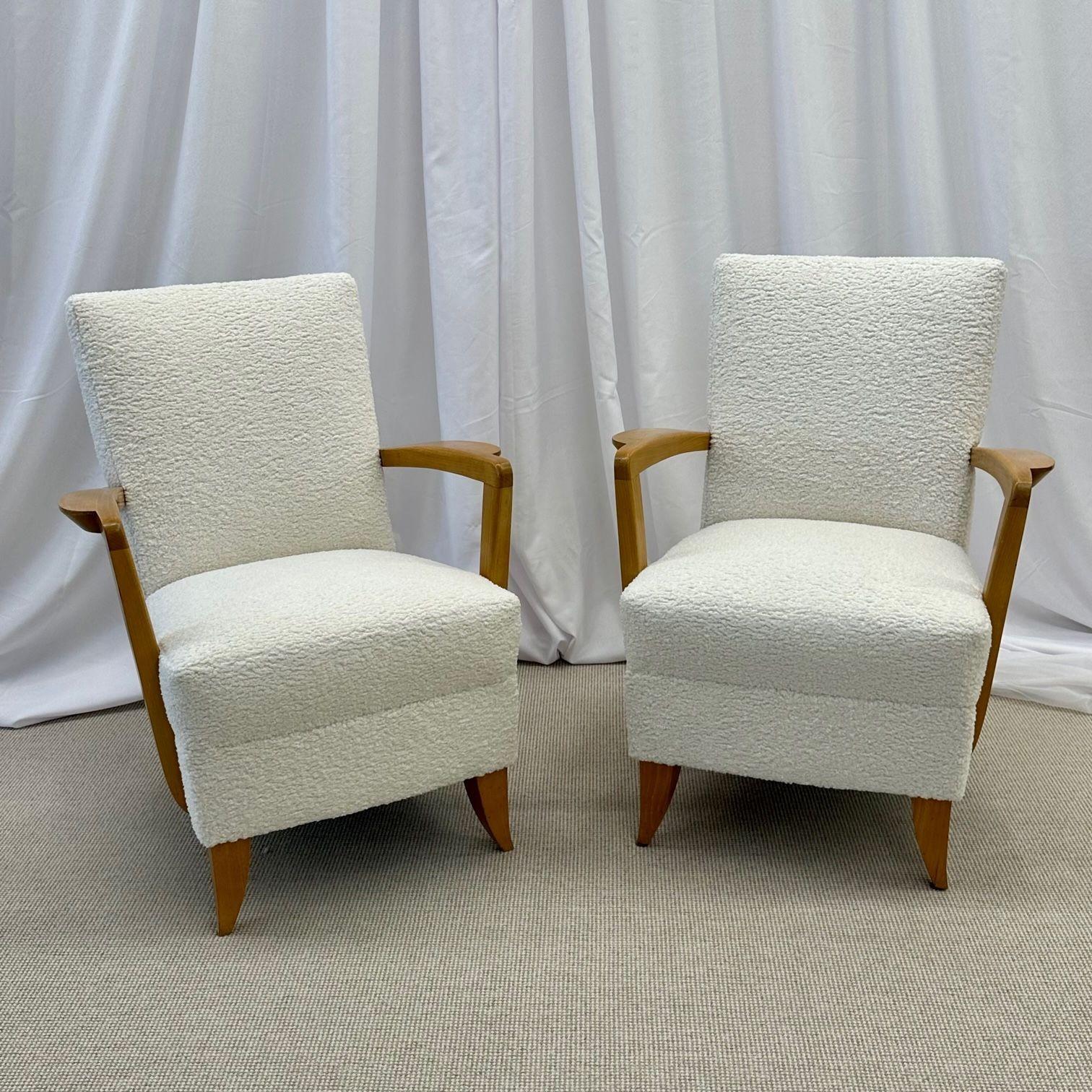 Bouclé Andre Domin, Maison Dominque, French Art Deco, Lounge Chairs, Sycamore, Boucle For Sale
