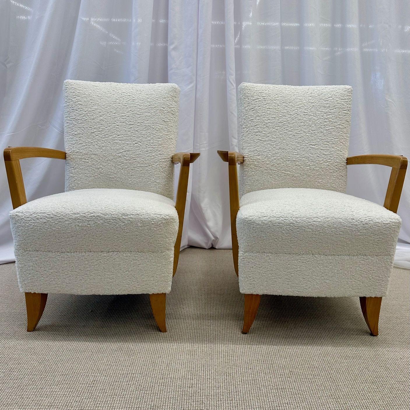 Andre Domin, Maison Dominque, French Art Deco, Lounge Chairs, Sycamore, Boucle For Sale 2