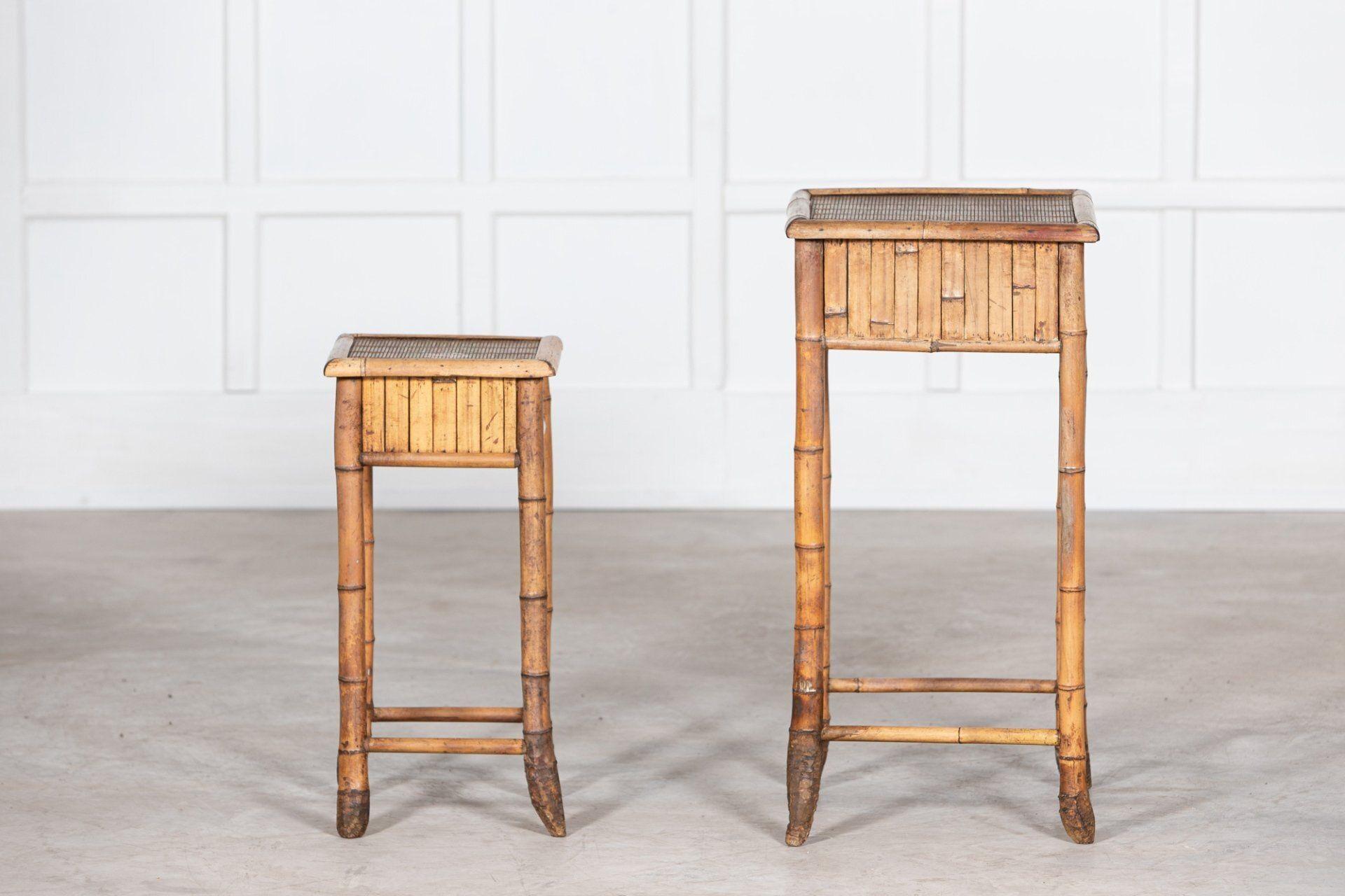 Pair Mid-Century French Bamboo Side Tables For Sale 7