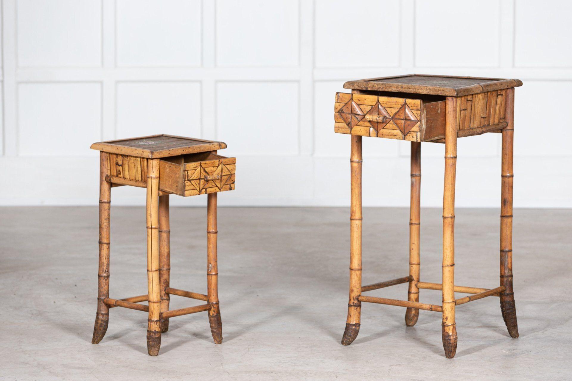 20th Century Pair Mid-Century French Bamboo Side Tables For Sale