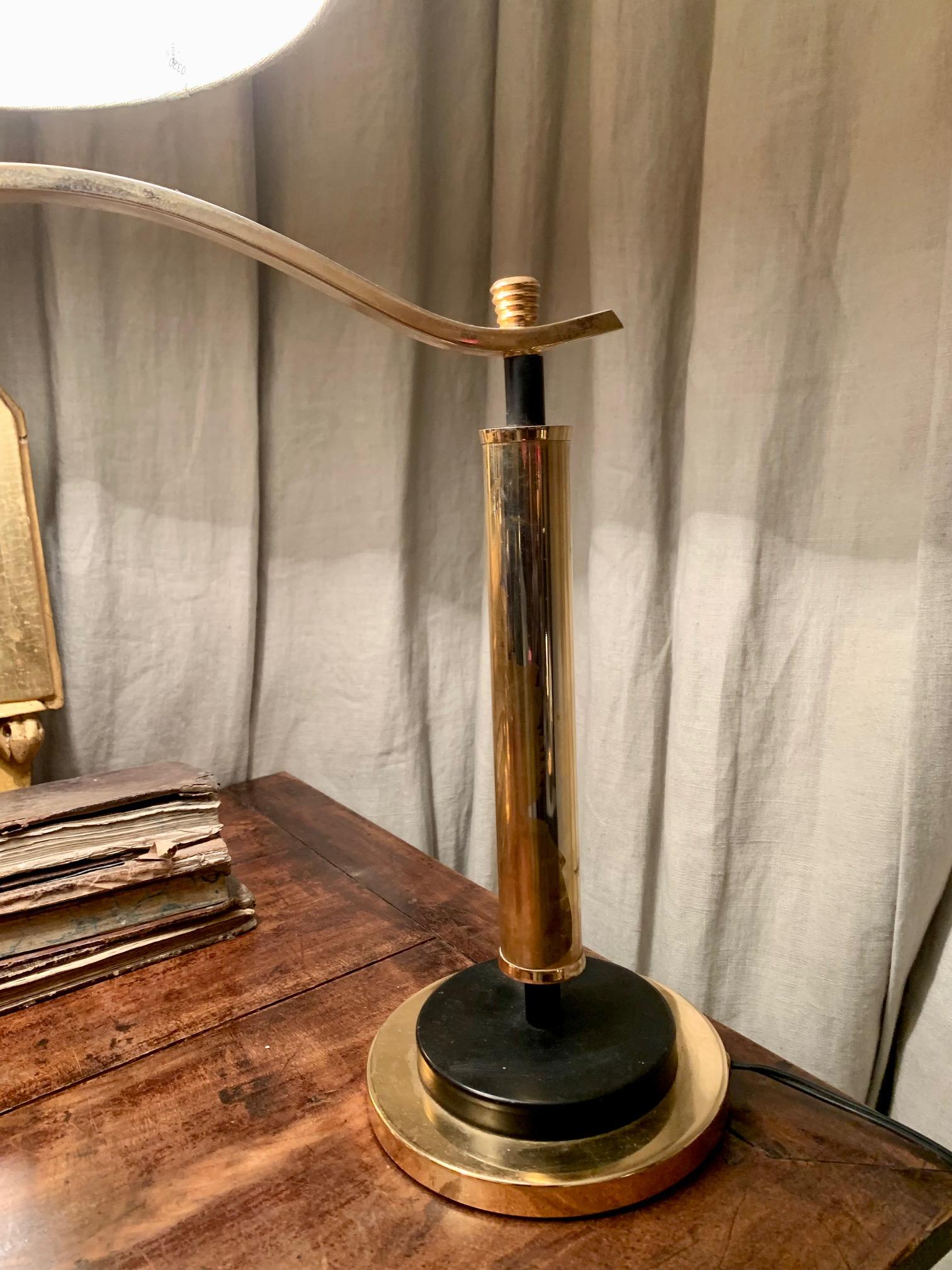 Pair Mid Century French Brass Desk Tablle Lamps by Mathieu For Sale 10