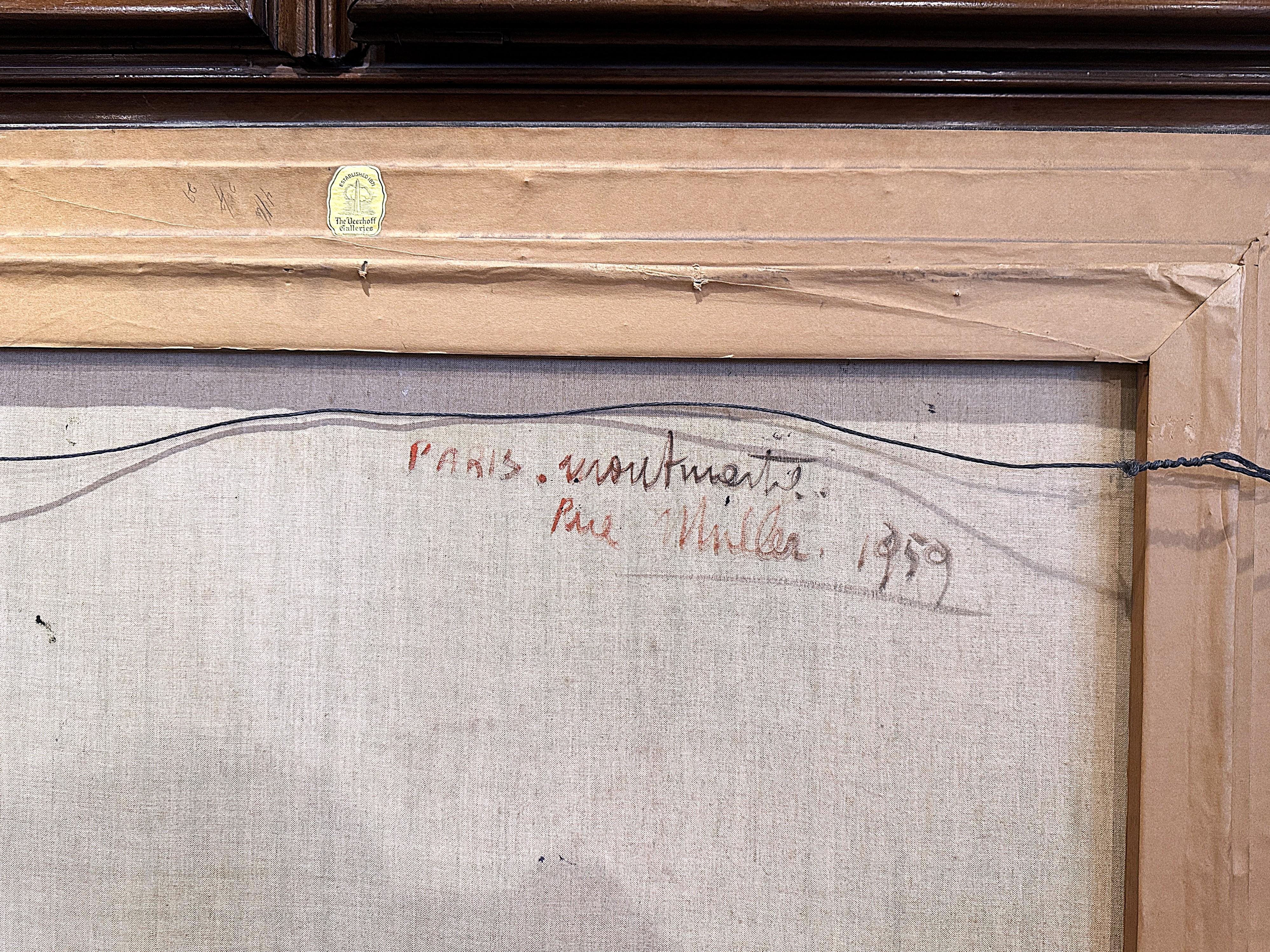 Pair Mid-Century French Paris Scenes Oil on Canvas Paintings Signed A. Lamague For Sale 9
