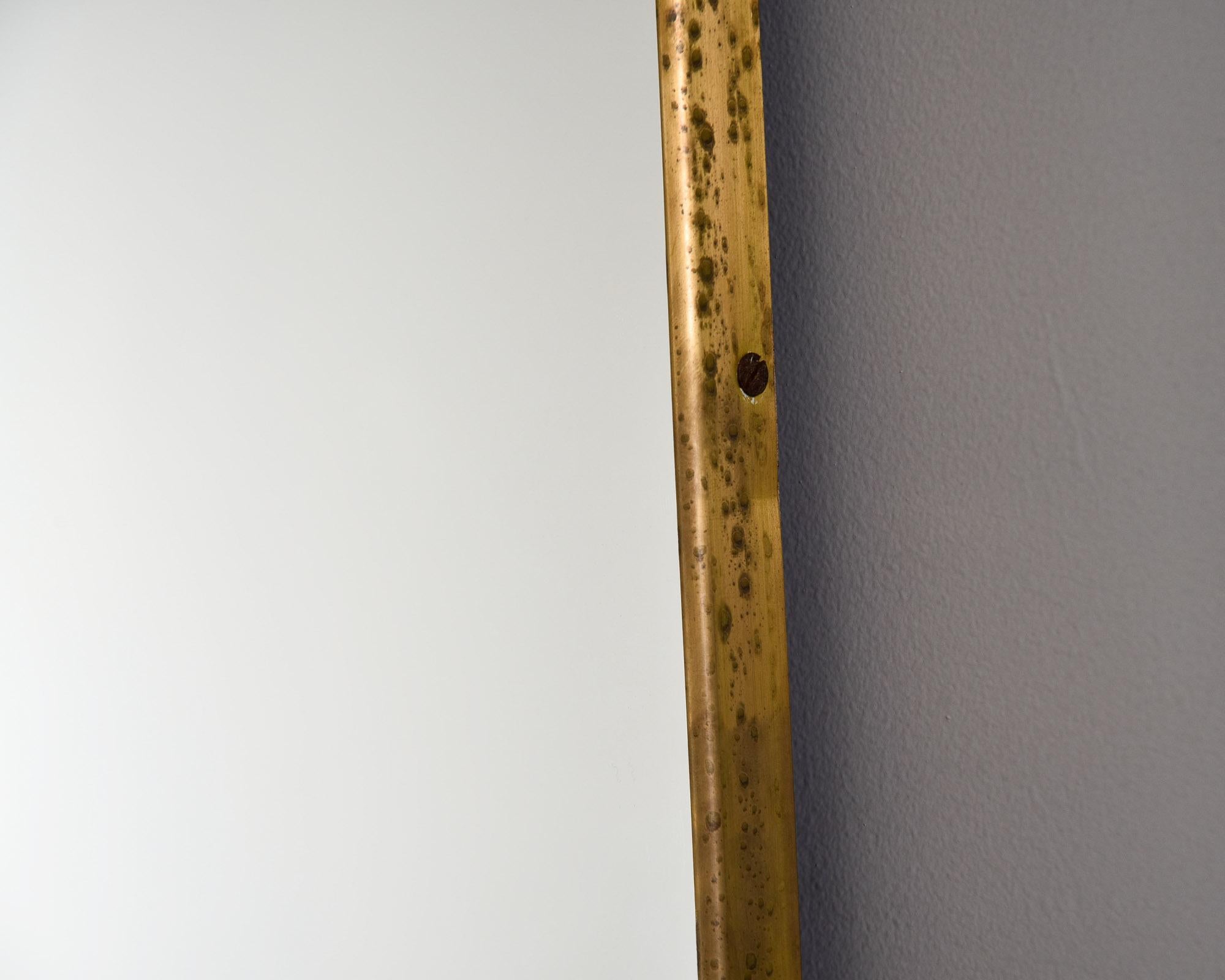 Pair Mid Century Gio Ponti Style Large Brass Framed Mirrors 5