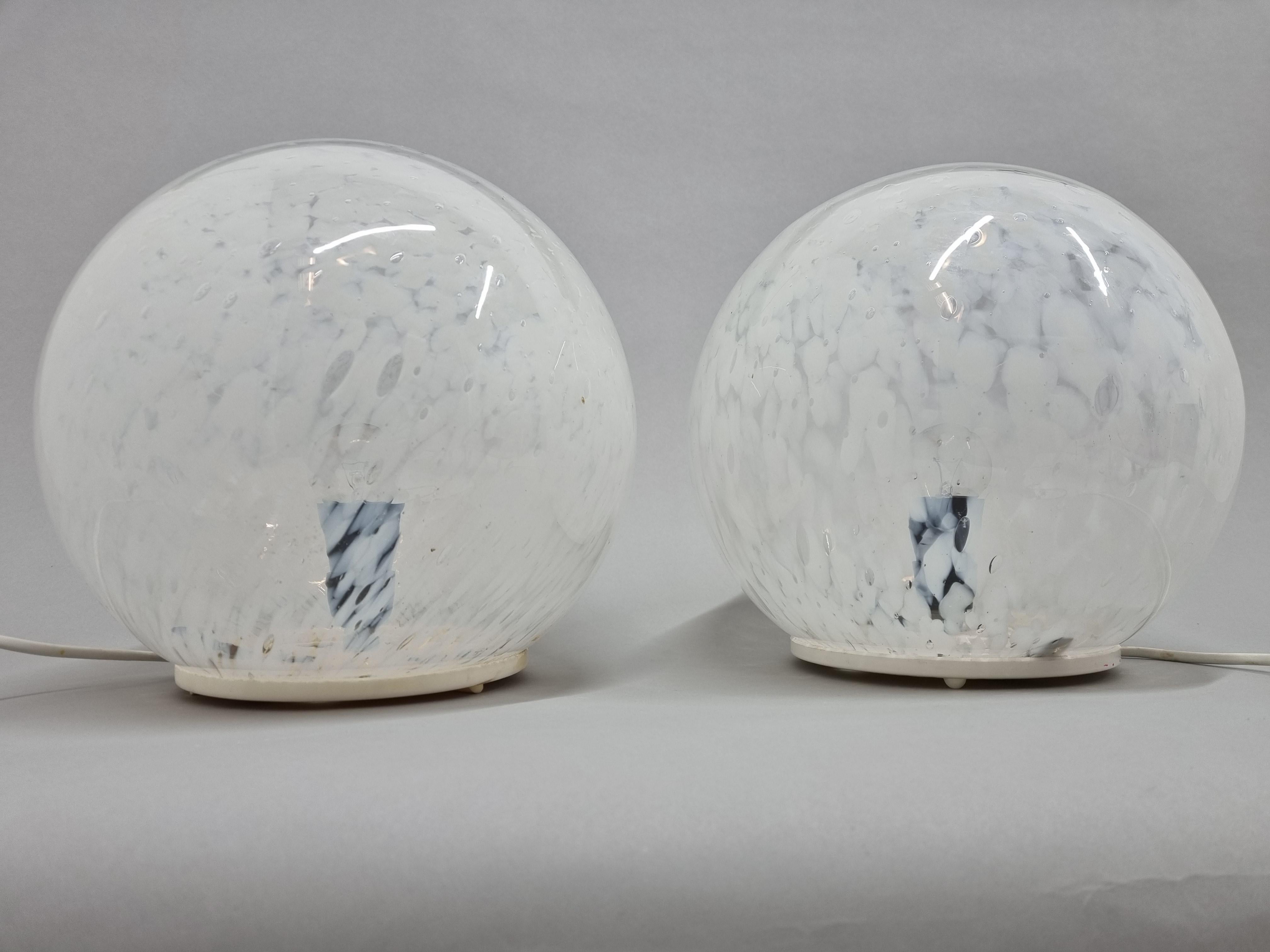 Pair Mid Century Glass Table Lamp, 1970s 5