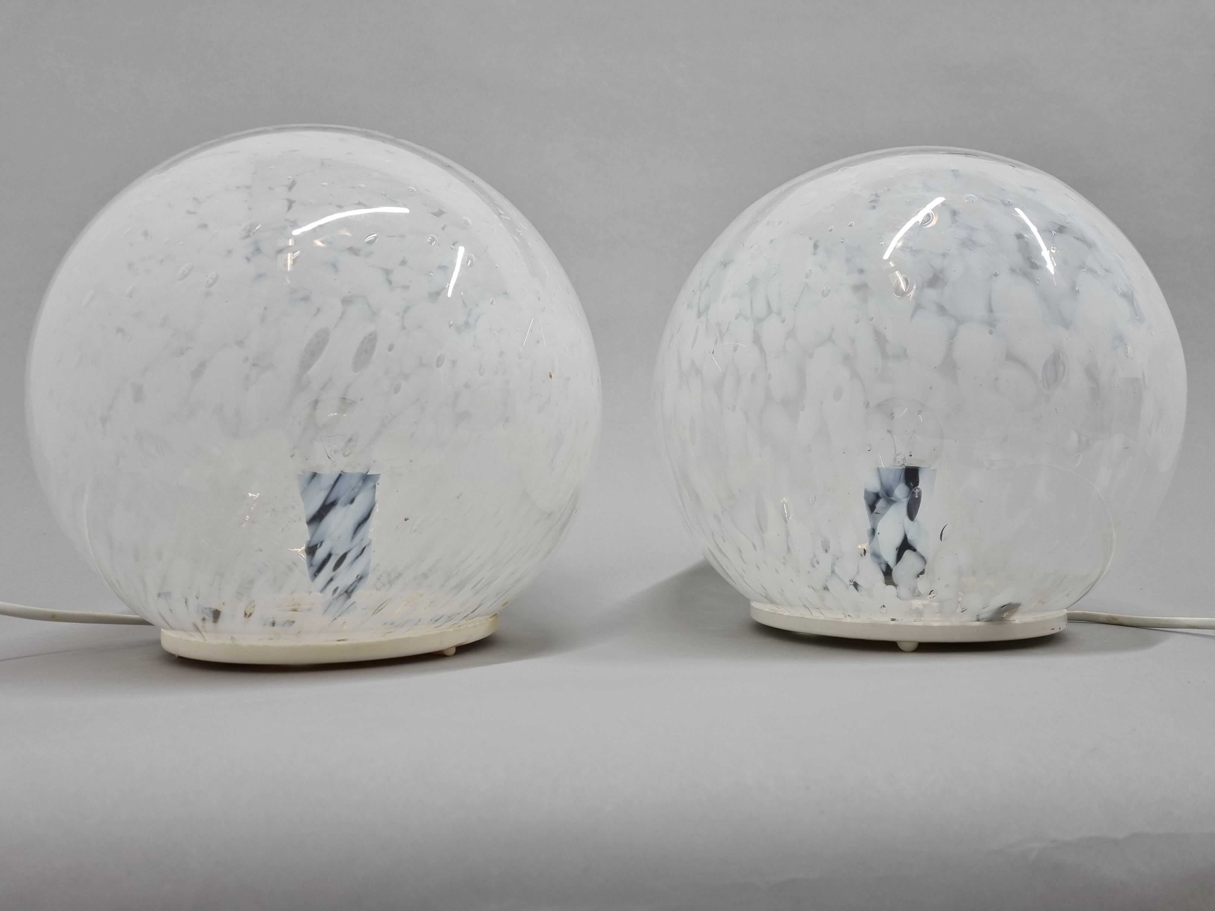 Pair Mid Century Glass Table Lamp, 1970s 6