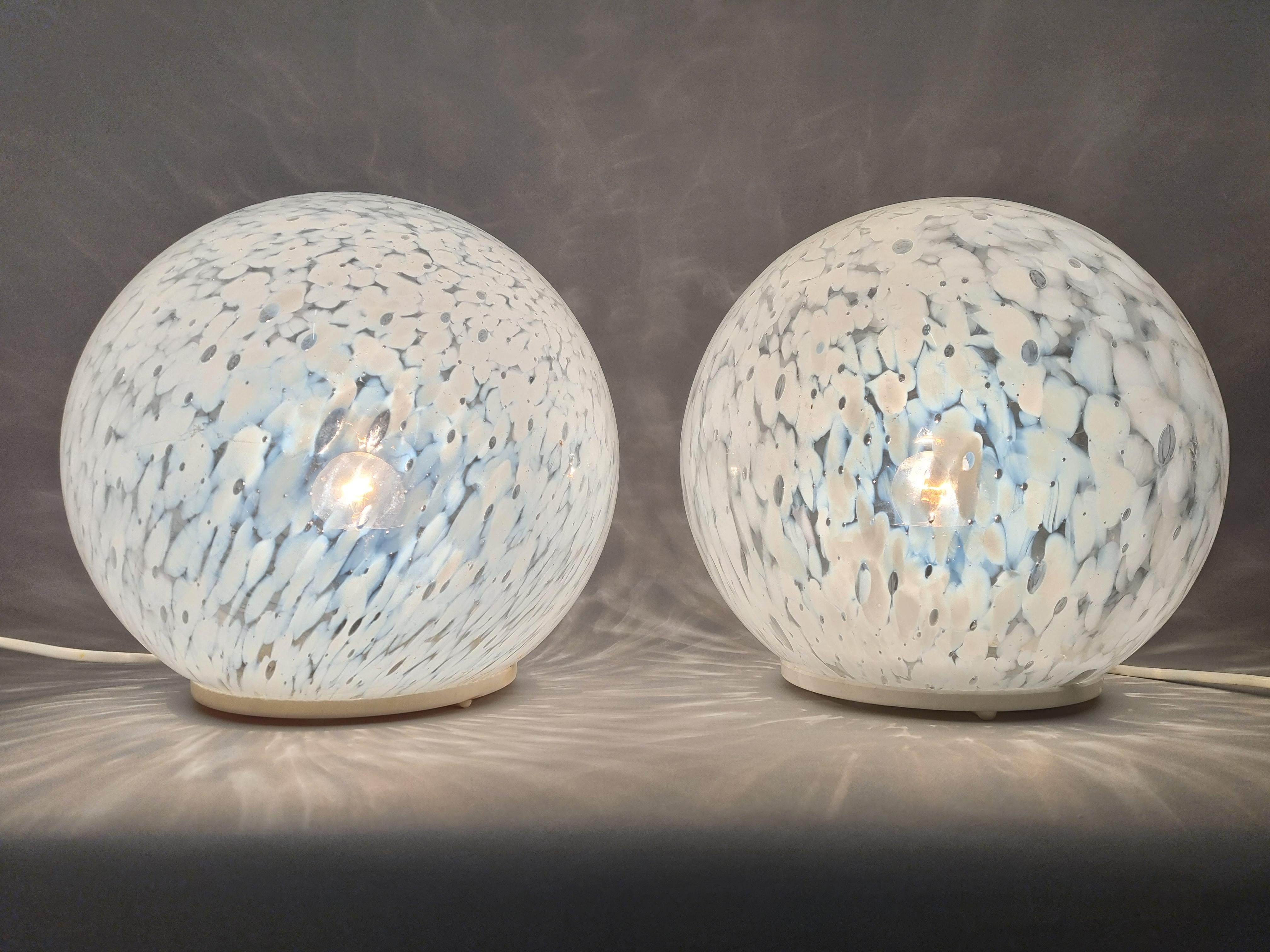 Late 20th Century Pair Mid Century Glass Table Lamp, 1970s