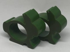 Pair of Midcentury Green Bakelite Bunny Napkin Rings