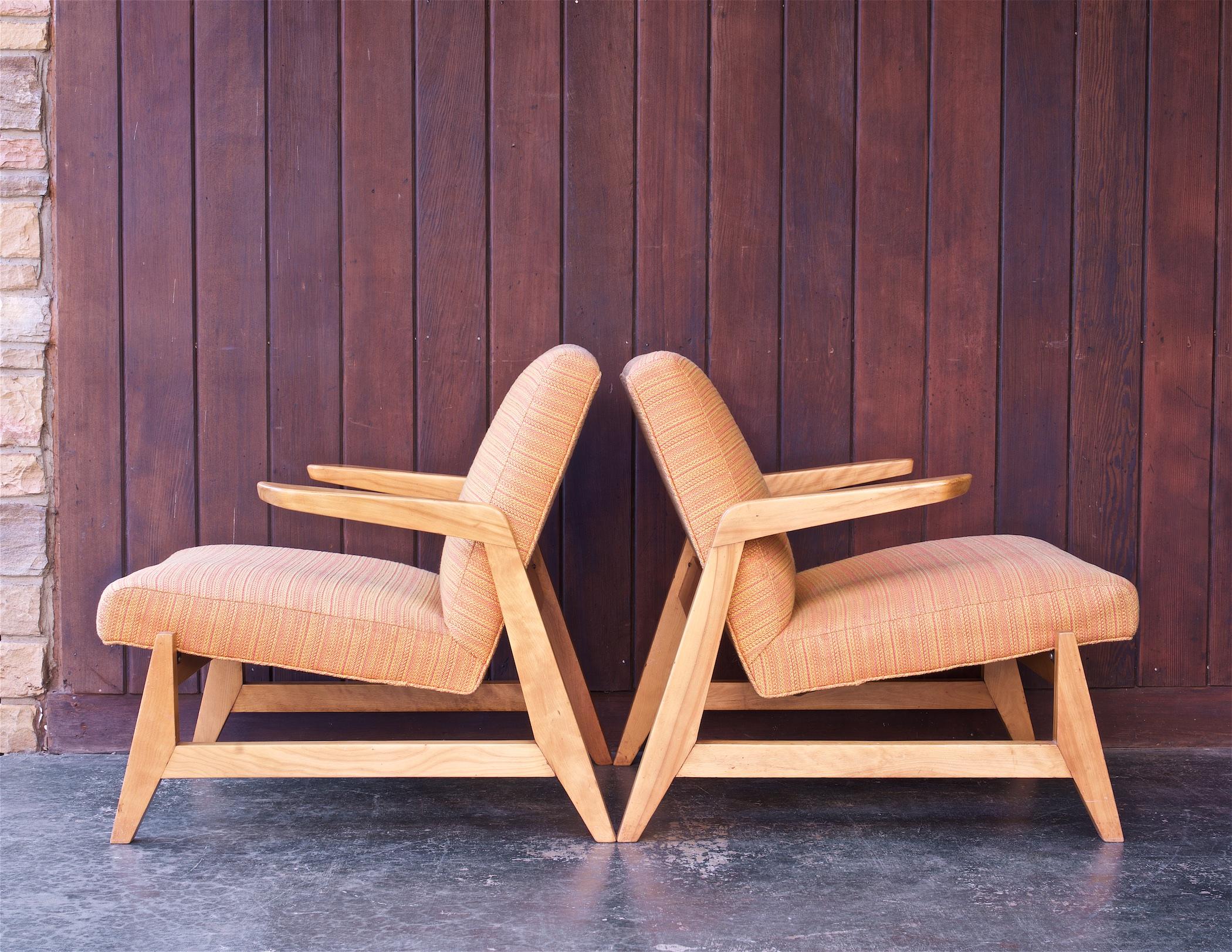 Mid-Century Modern Pair Mid-Century Greenbelt Lounge Chairs by Ralph Rapson for Knoll 1940s Modern For Sale