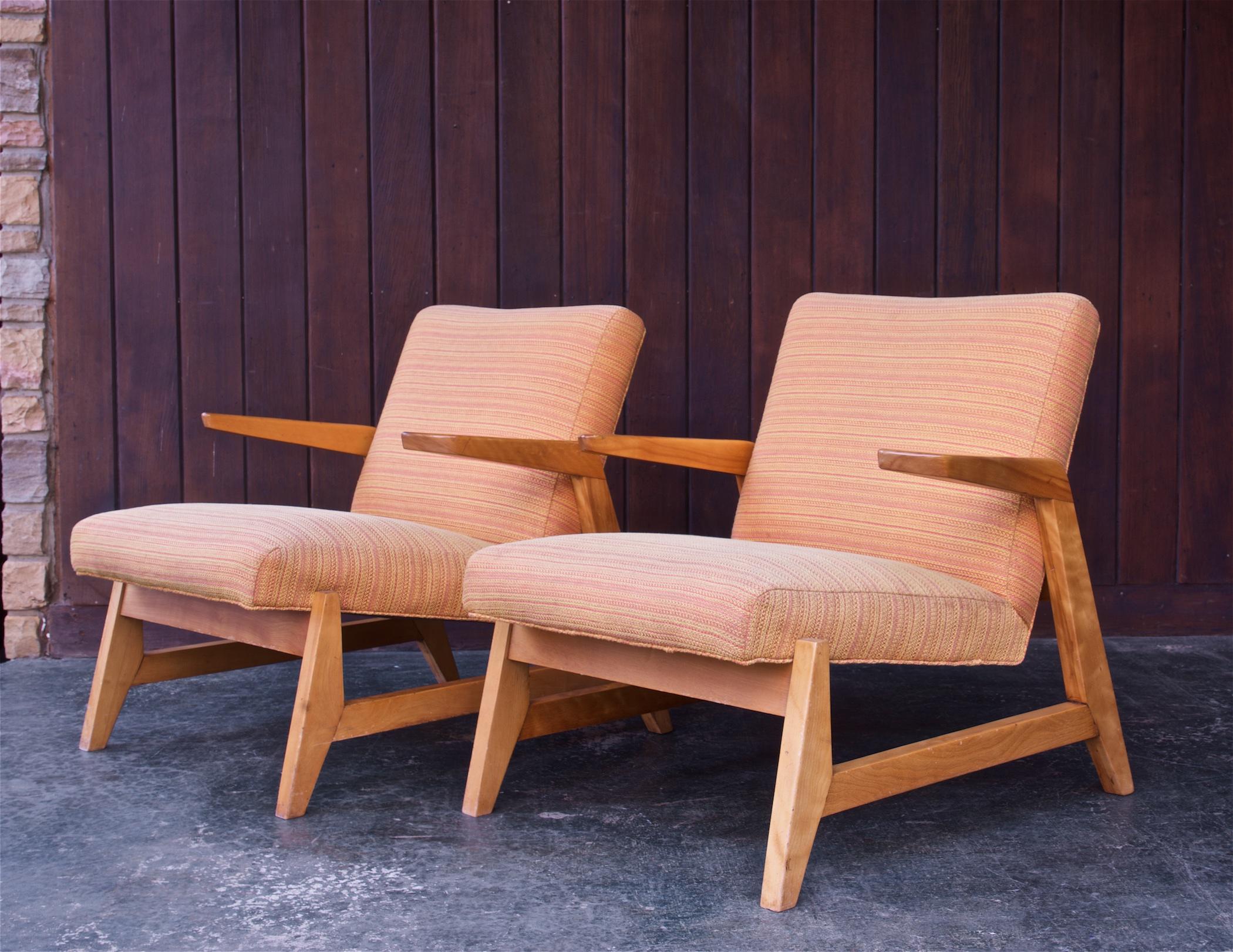 American Pair Mid-Century Greenbelt Lounge Chairs by Ralph Rapson for Knoll 1940s Modern For Sale