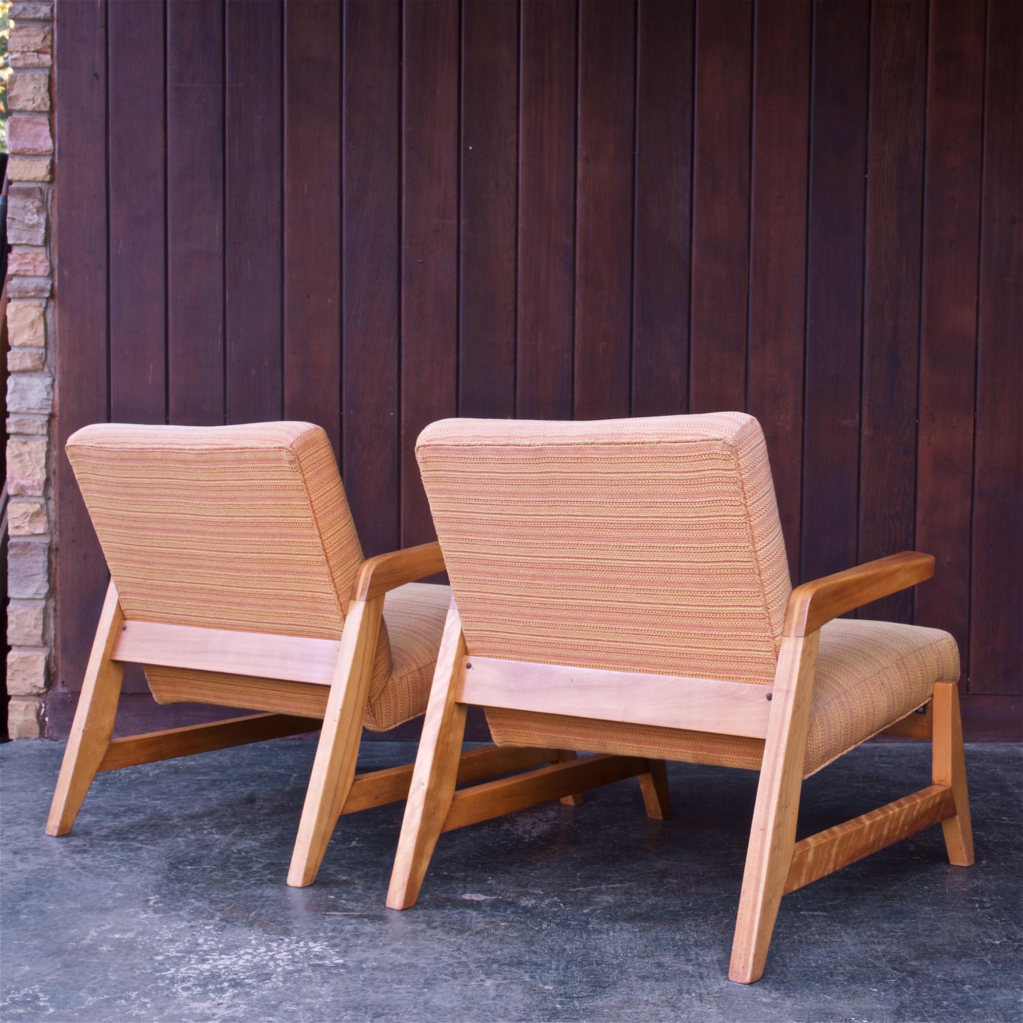 Pair Mid-Century Greenbelt Lounge Chairs by Ralph Rapson for Knoll 1940s Modern In Fair Condition For Sale In Hyattsville, MD
