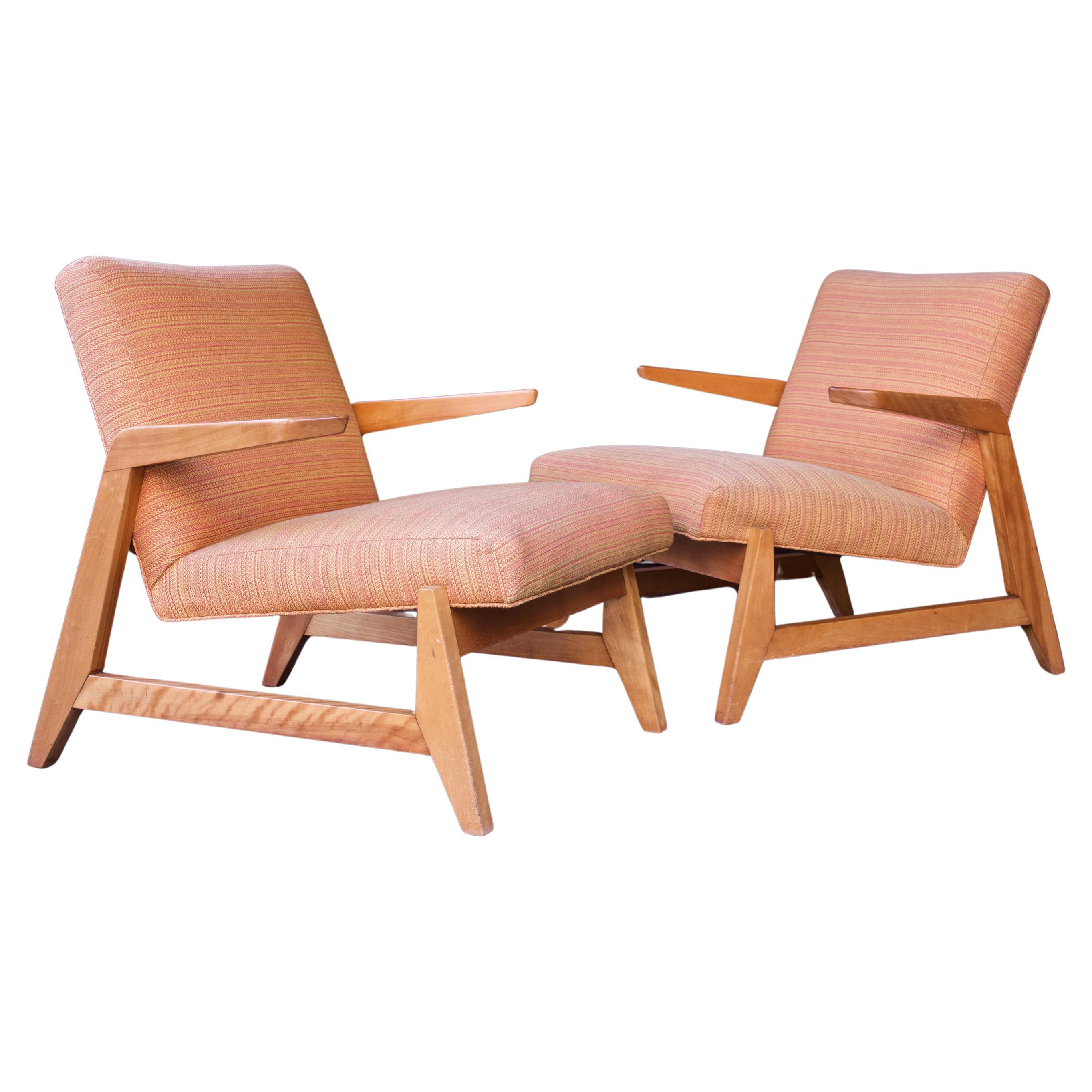 Pair Mid-Century Greenbelt Lounge Chairs by Ralph Rapson for Knoll 1940s Modern