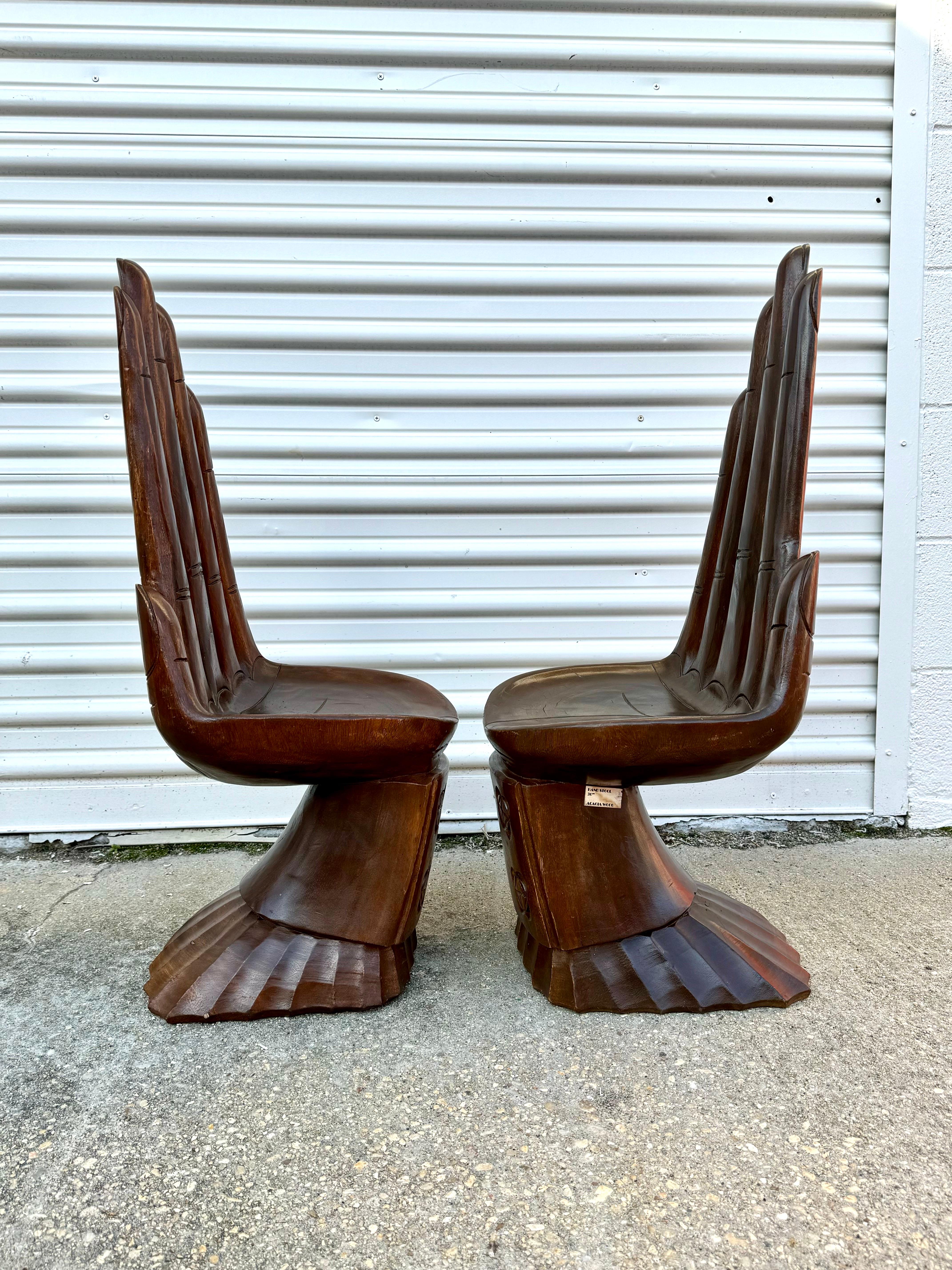 Philippine Pair Mid-Century Hand Carved Acacia Wood Hand Stool/child chair  For Sale