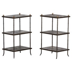 Pair Mid Century ‘Harrods’ Chinoiserie 3 Tier Etageres