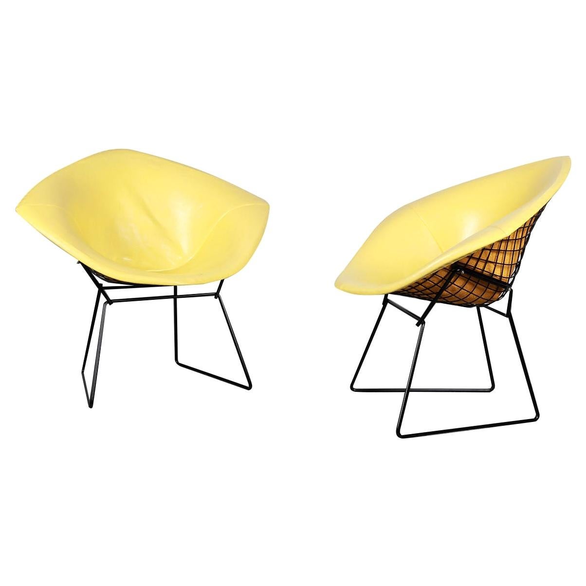 Pair Mid Century Harry Bertoia Knoll Diamond Chairs For Sale