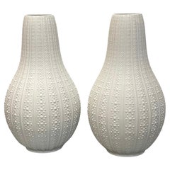 Pair Mid-Century Heinrich "Coloquinte" White Matte Bisque Porcelain Vases 1960's