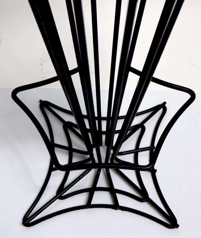 Pair of Mid Century  Highback Wrought Iron Swivel Counter Stools 5