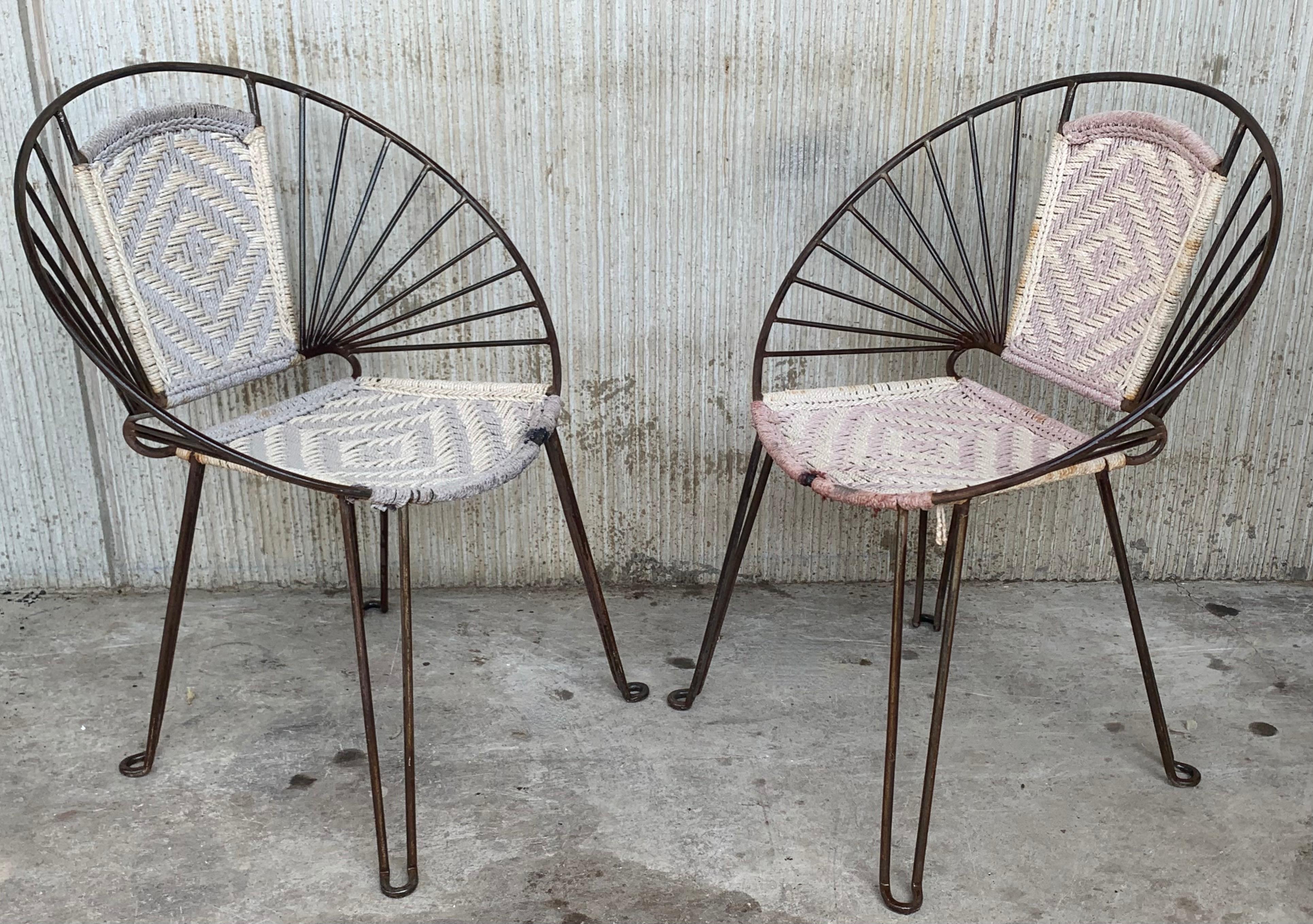 Mid-Century Modern Pair Mid-Century Hoop Chairs with Caned Seat and Back For Sale