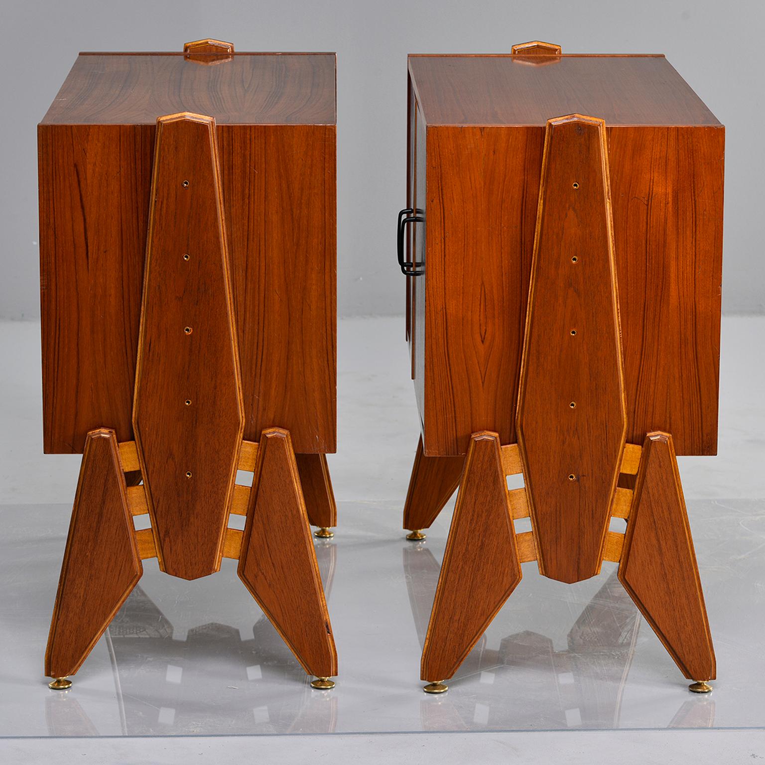 Mid-Century Modern Pair of Midcentury Italian Adjustable Height Teak Side Cabinets
