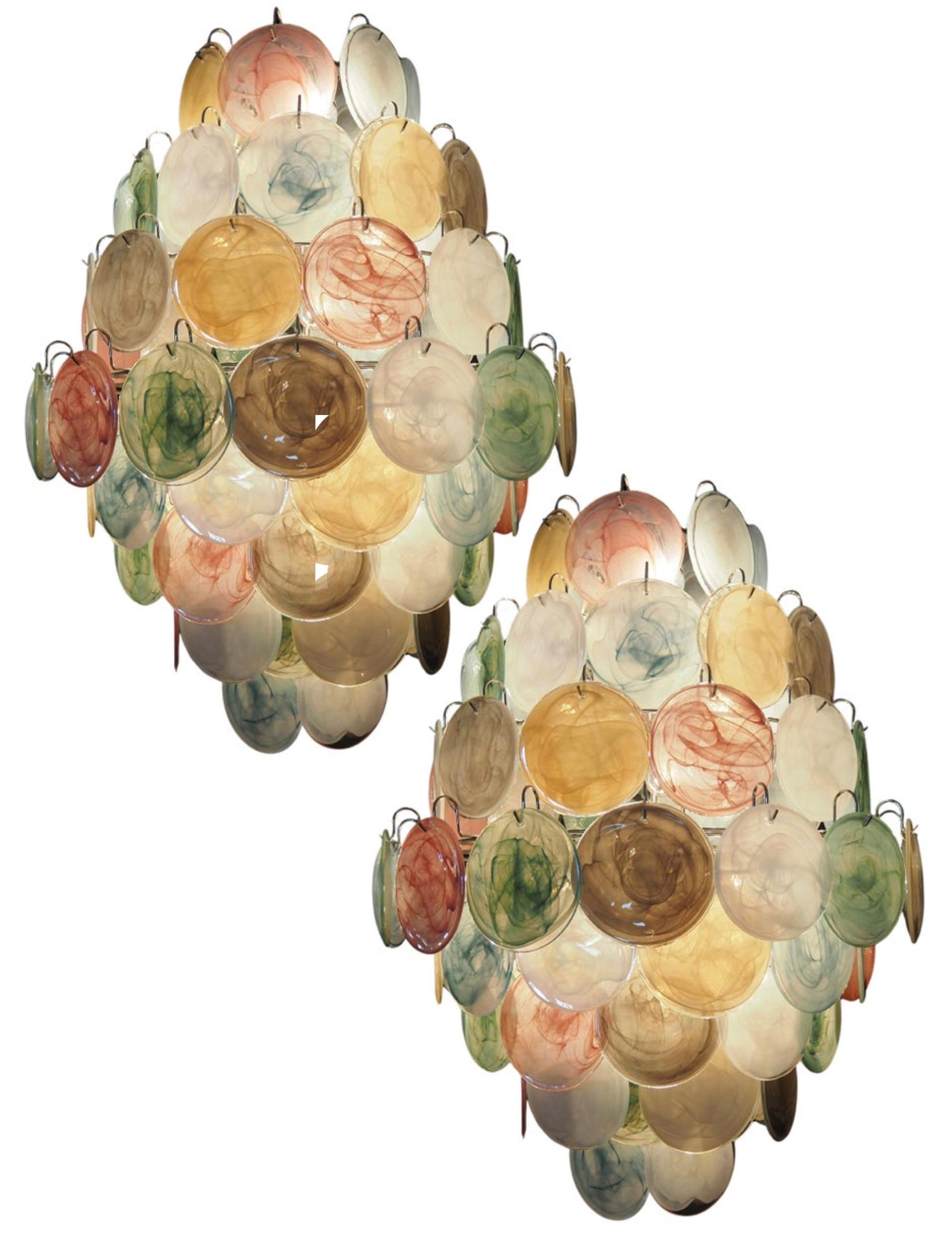 Pair Mid-Century Italian Arlecchino Murano chandeliers