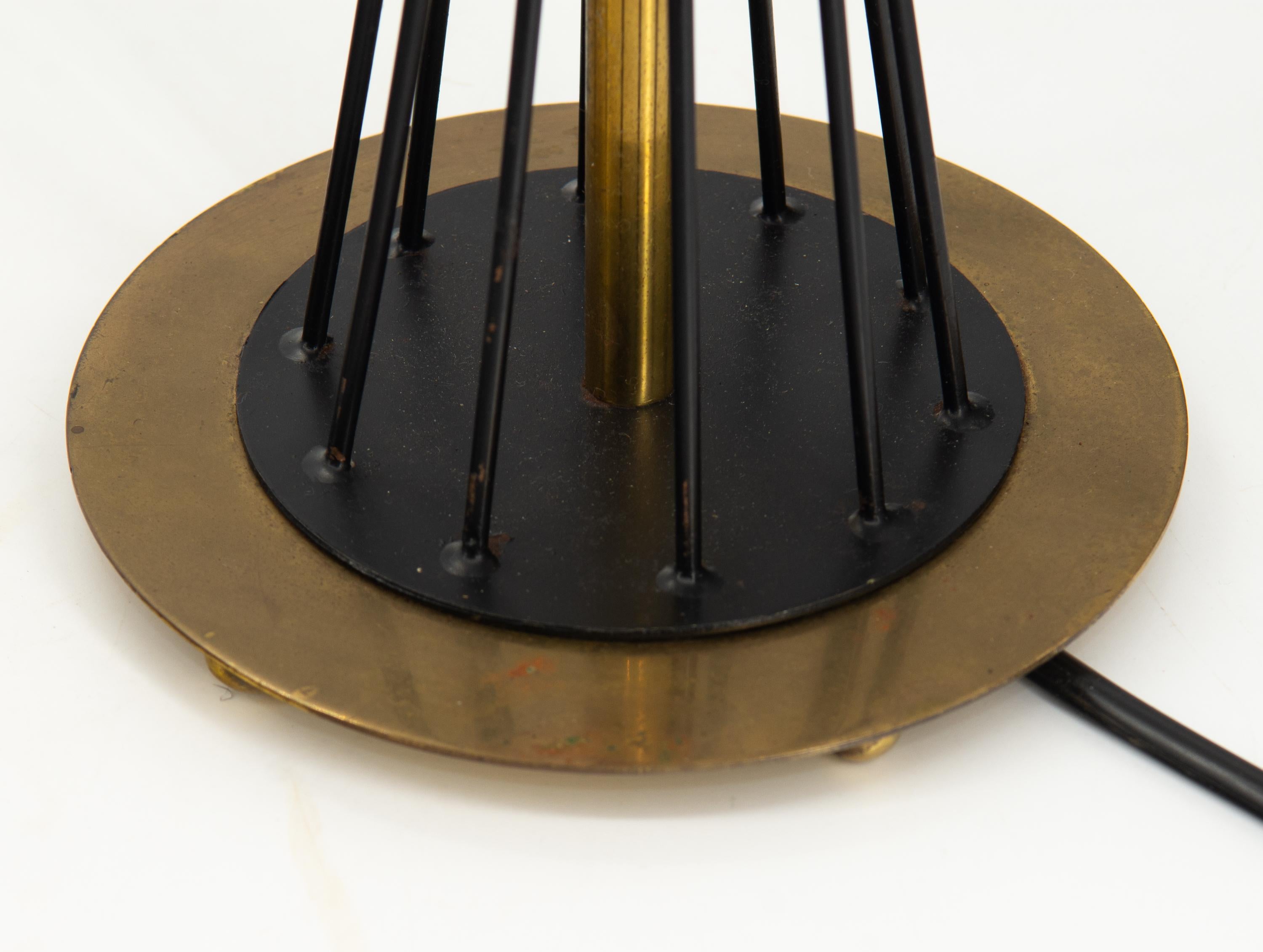 20th Century Pair Mid Century Italian Black & Brass Diablo Table Lamps Circa 1950 For Sale