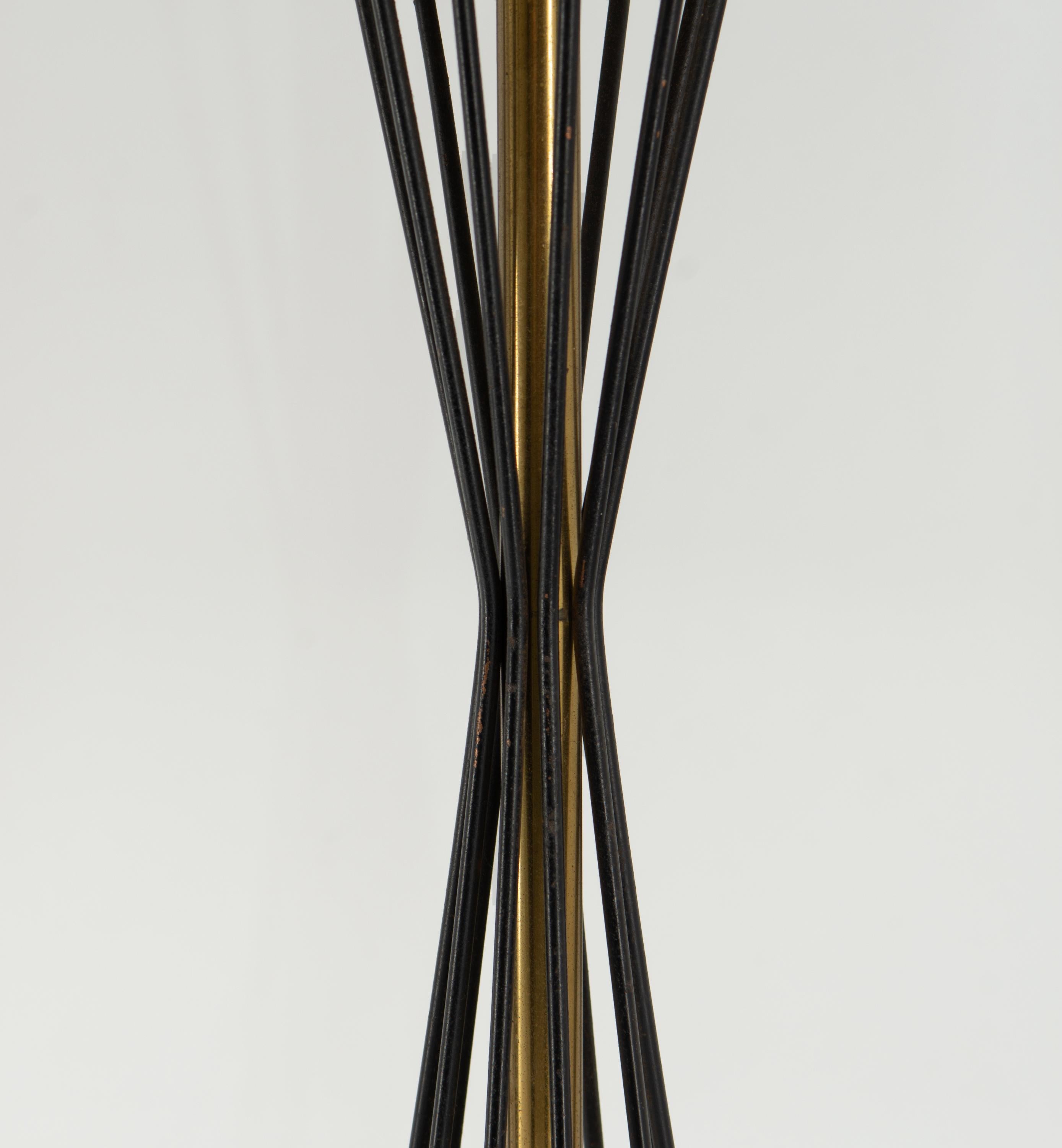 Pair Mid Century Italian Black & Brass Diablo Table Lamps Circa 1950 For Sale 2