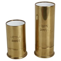 Pair Mid-Century Italian Brass Shotgun Shell "Big Shot" & "Little Shot" Jiggers