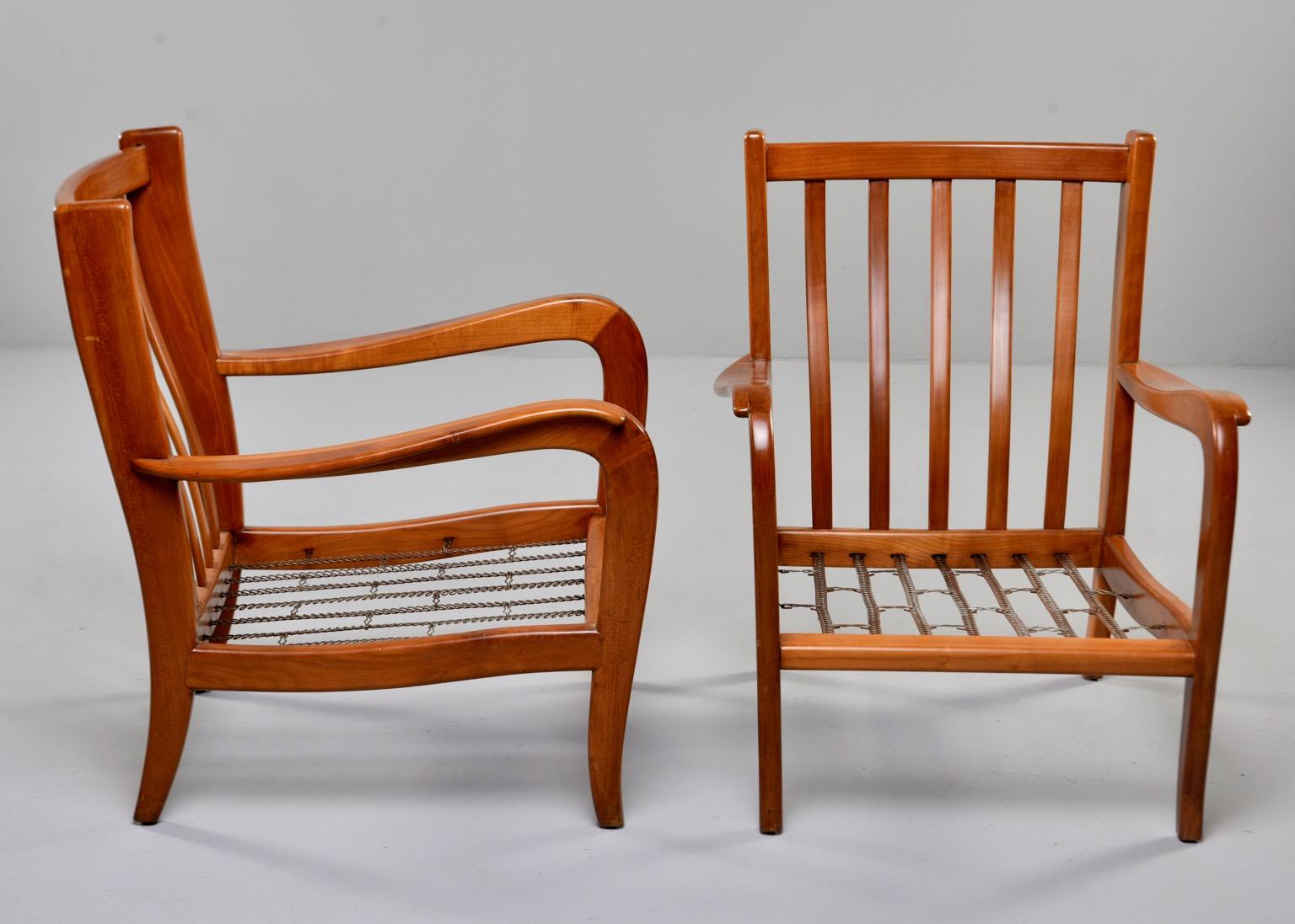 Pair of Midcentury Italian Cherrywood Chairs with Green Velvetc 8