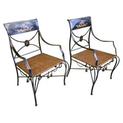 Pair of Midcentury Italian Iron Chairs Attributed to Tomaso Bruzzi