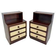 Pair Mid century Italian modern 3 drawer nightstands style of Luciano Frigerio