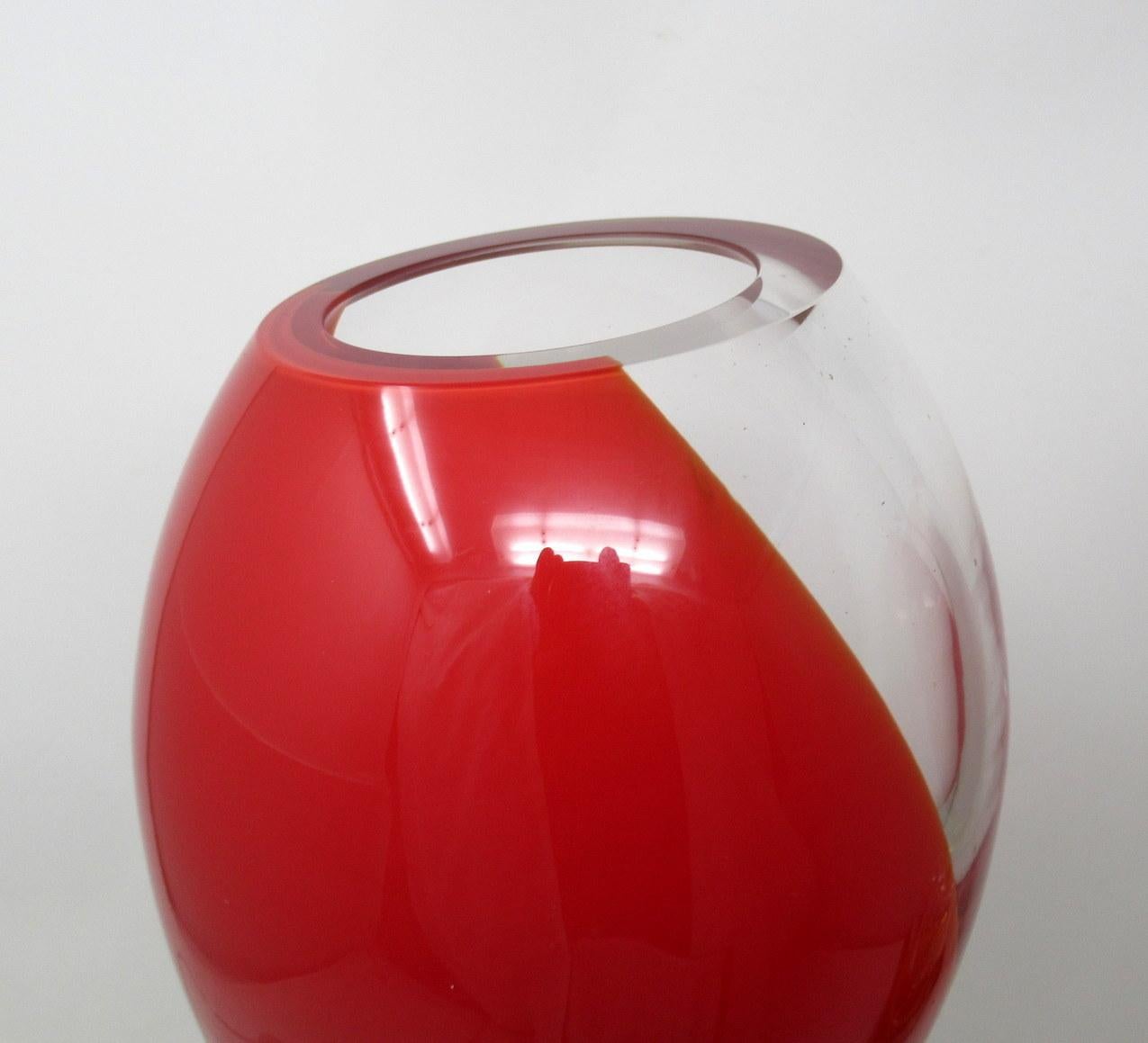 Pair of Midcentury Murano Glass Lucite Table Lamps Red Crystal Gilt, 1950s 1