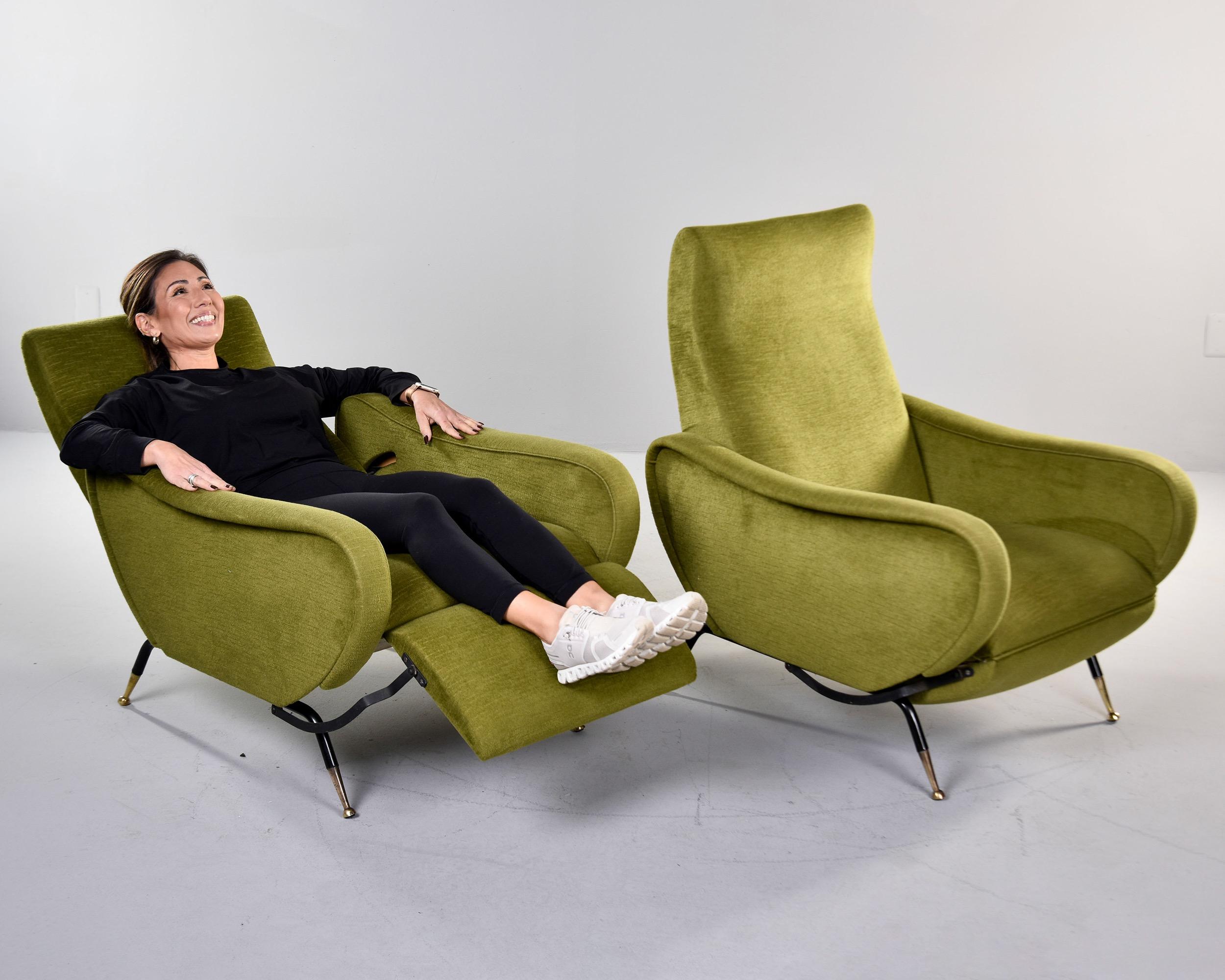 Pair Mid Century Italian Reclining Lounge Chairs 4