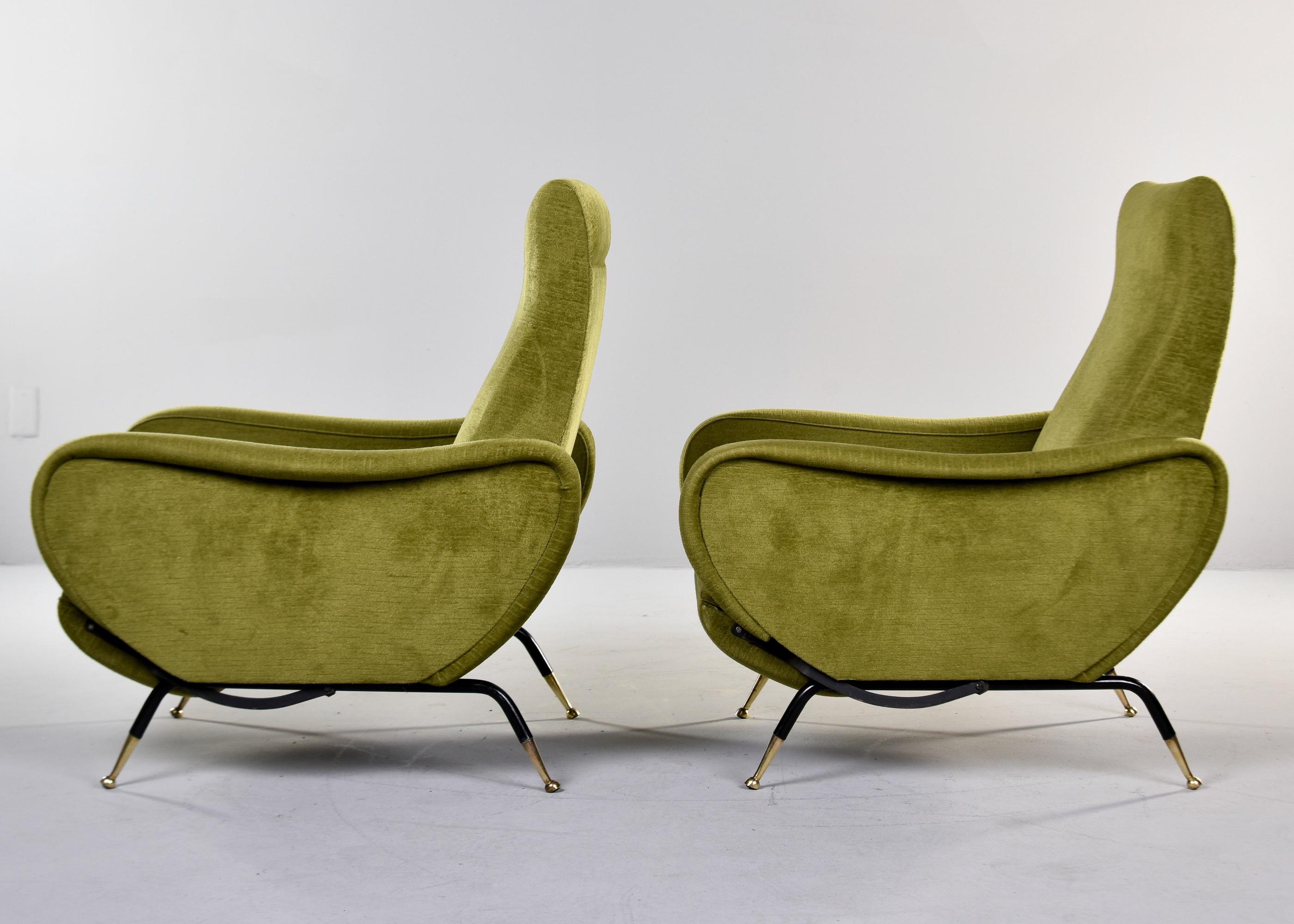 Mid-Century Modern Paire de chaises longues inclinables italiennes du milieu du siècle